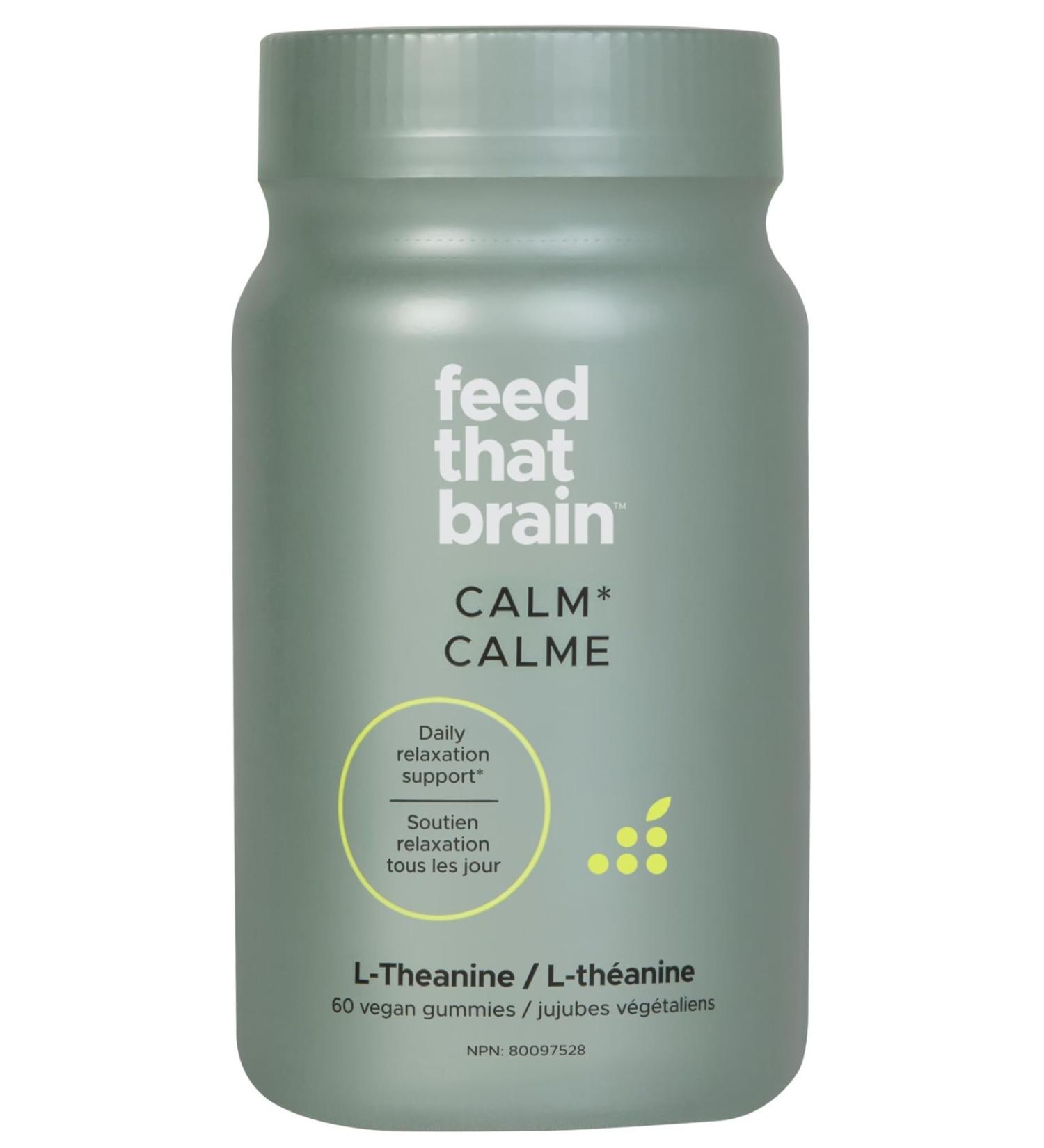 Feed That Brain Daytime Calm Gummies L-Theanine (Banana Blueberry Smoothie) 60 pc Gluten-Free Vegan Stress Relief Gummies - Buy Online on SooperMarket.com