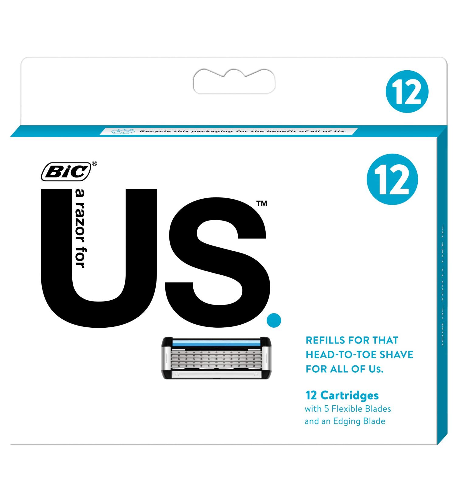 BIC US 5-Blade Unisex Shaving Razor - Smooth Close Shave for Men & Women | 12 Cartridges Included - International Shipping Available - Buy Online on SooperMarket.com