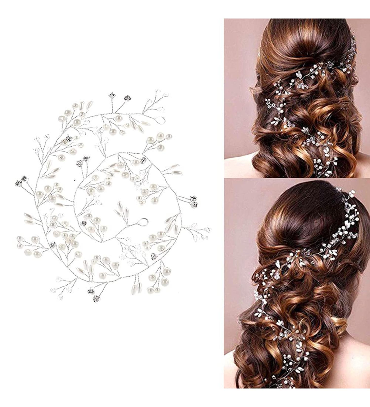 100 cm Wedding Hair Wire Bridal Hair Jewellery Rhinestone Headband and Headband with Crystal Headdress Head Cover for Women - Buy Online on SooperMarket.com