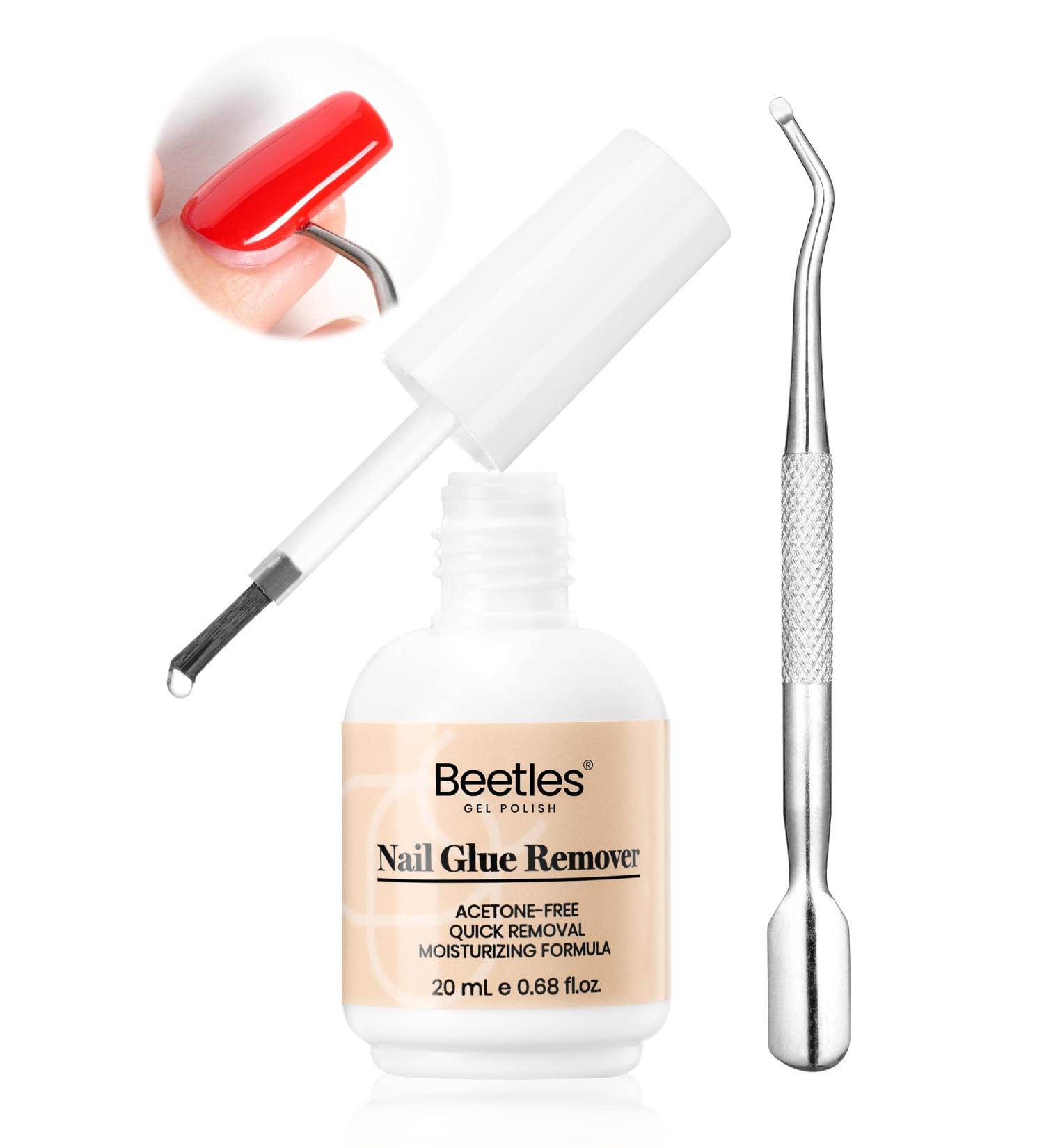 Beetles Nail Glue Remover 20ml - Effective False & Press-On Nails Adhesive Remover with Cuticle Pusher | Not for UV Gel or Gel Polish - Buy Online on SooperMarket.com