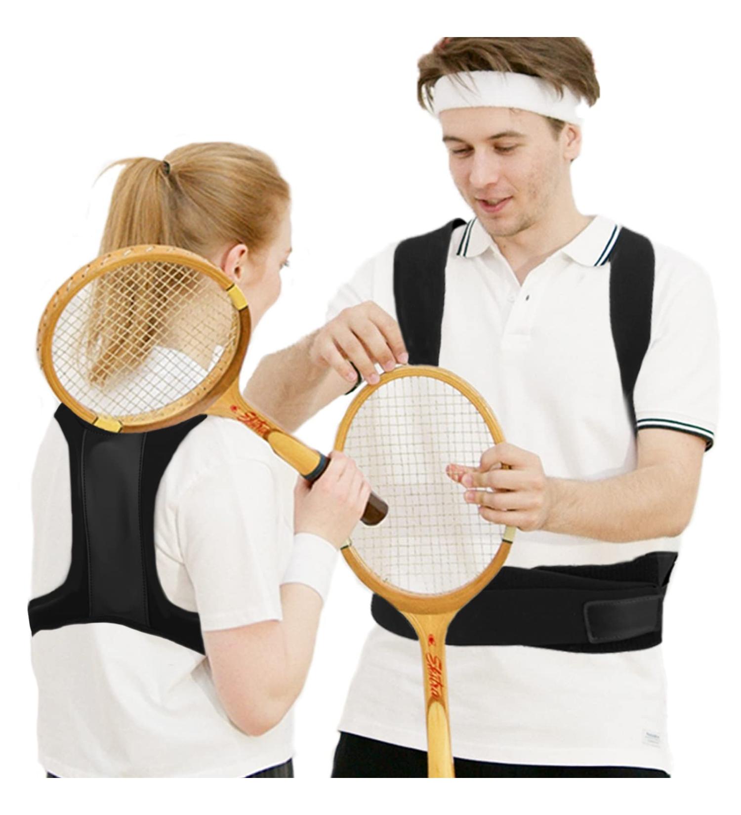 Fourket Humpback Correction Belt Posture Corrector Adjustable Back PU Material Suitable for Men and Women Size M Black - Buy Online on SooperMarket.com