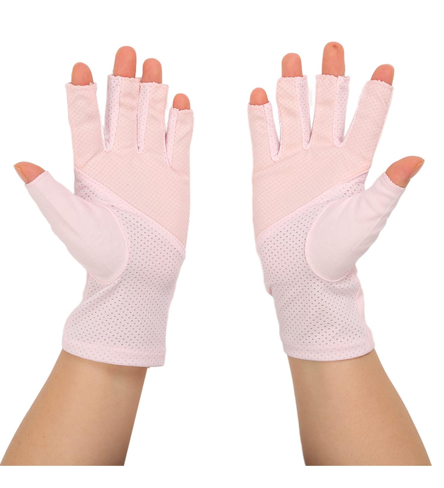 Professional Manicure Gloves Non Slip UV Protection Driving Gloves Stretchy Breathable Fingerless Fiber Cotton Nail Lamp Gloves for Home Salon Summer Outdoor Gloves for Women and Girls(Pink) - Buy Online on SooperMarket.com