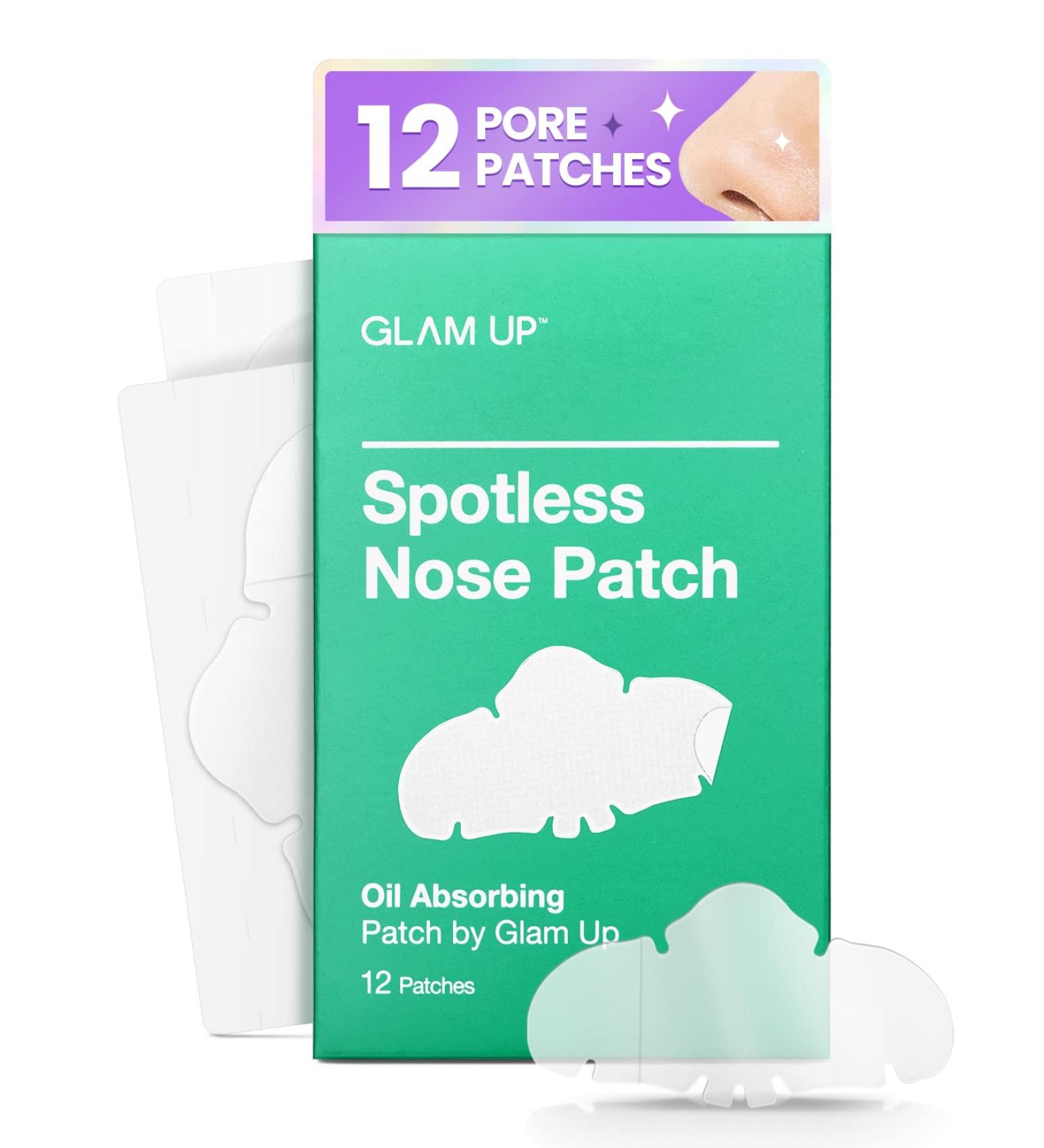 GLAM UP Spotless Nose Patch XL - Hydrocolloid Treatment for Pores, Pimples & Blackheads - 12 Patches - Buy Online on SooperMarket.com