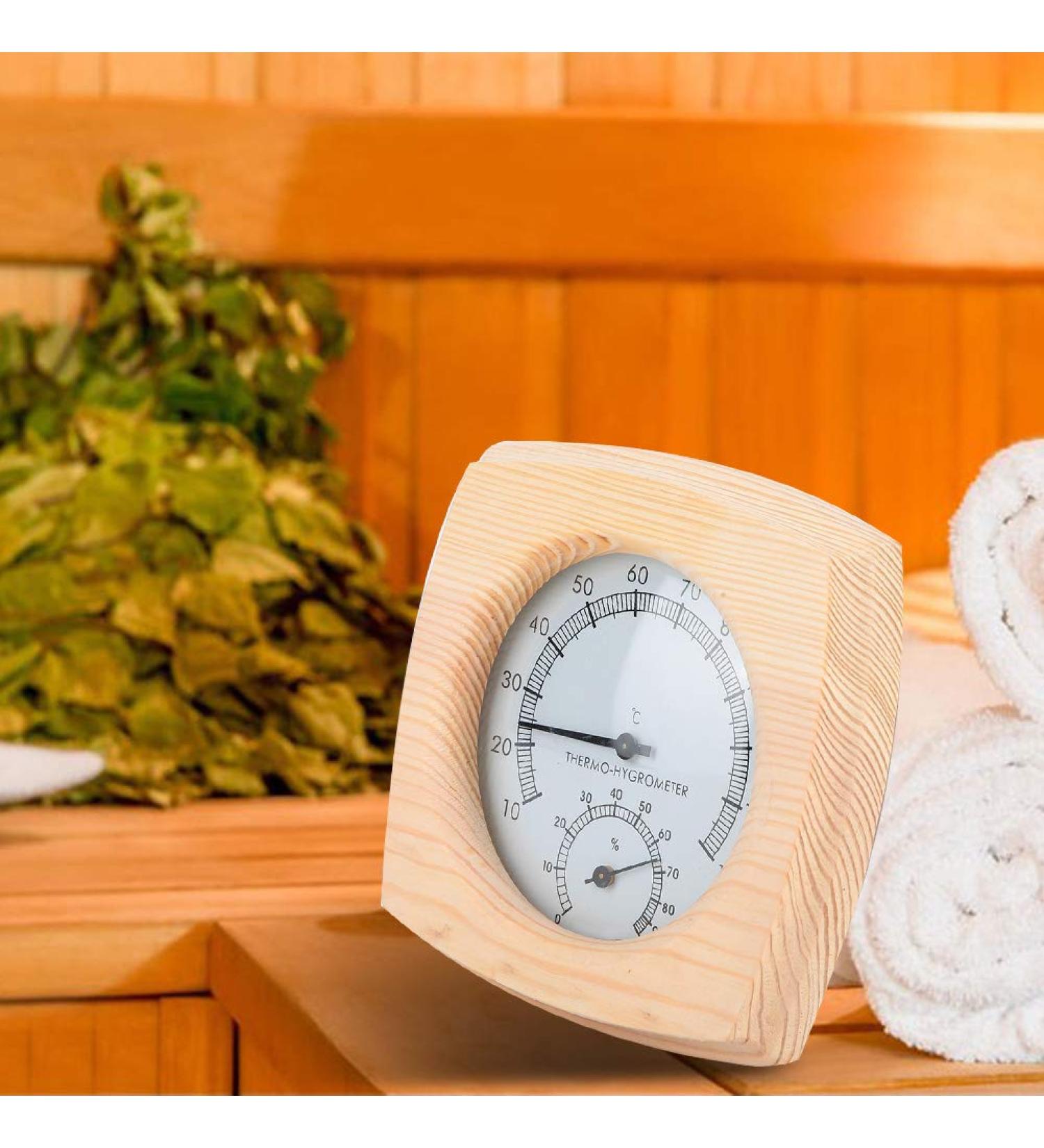 Buy Thermo Hygrometer Wooden Infrared Thermometer | Sauna Room Digital Temperature & Humidity Gauge - International Shipping - Buy Online on SooperMarket.com