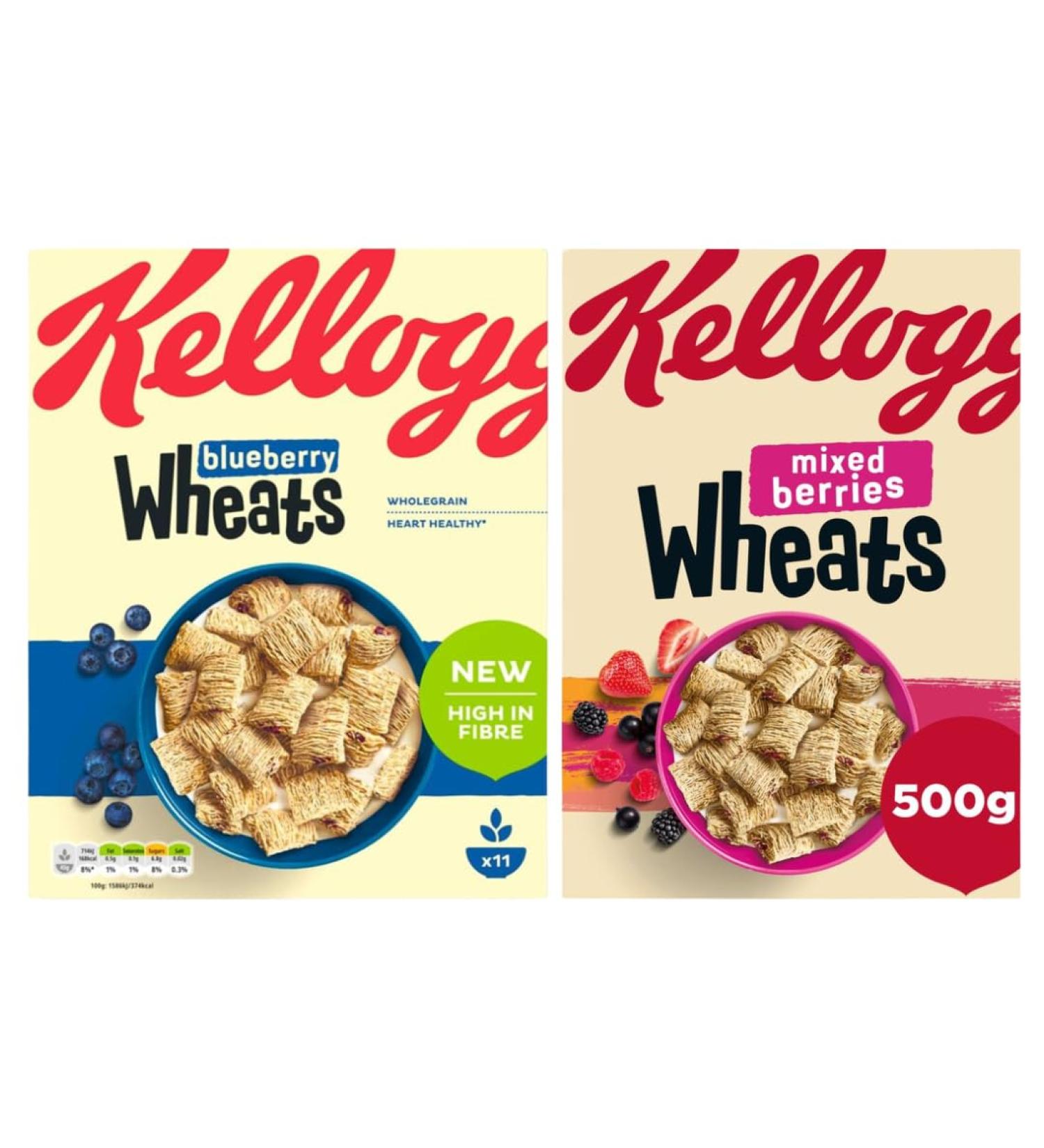 Breakfast Cereal Bundle Containing Kellogg's Blueberry Wheats 500g & Mixed Berries Wheats 500g (2 Pack) - Buy Online on SooperMarket.com