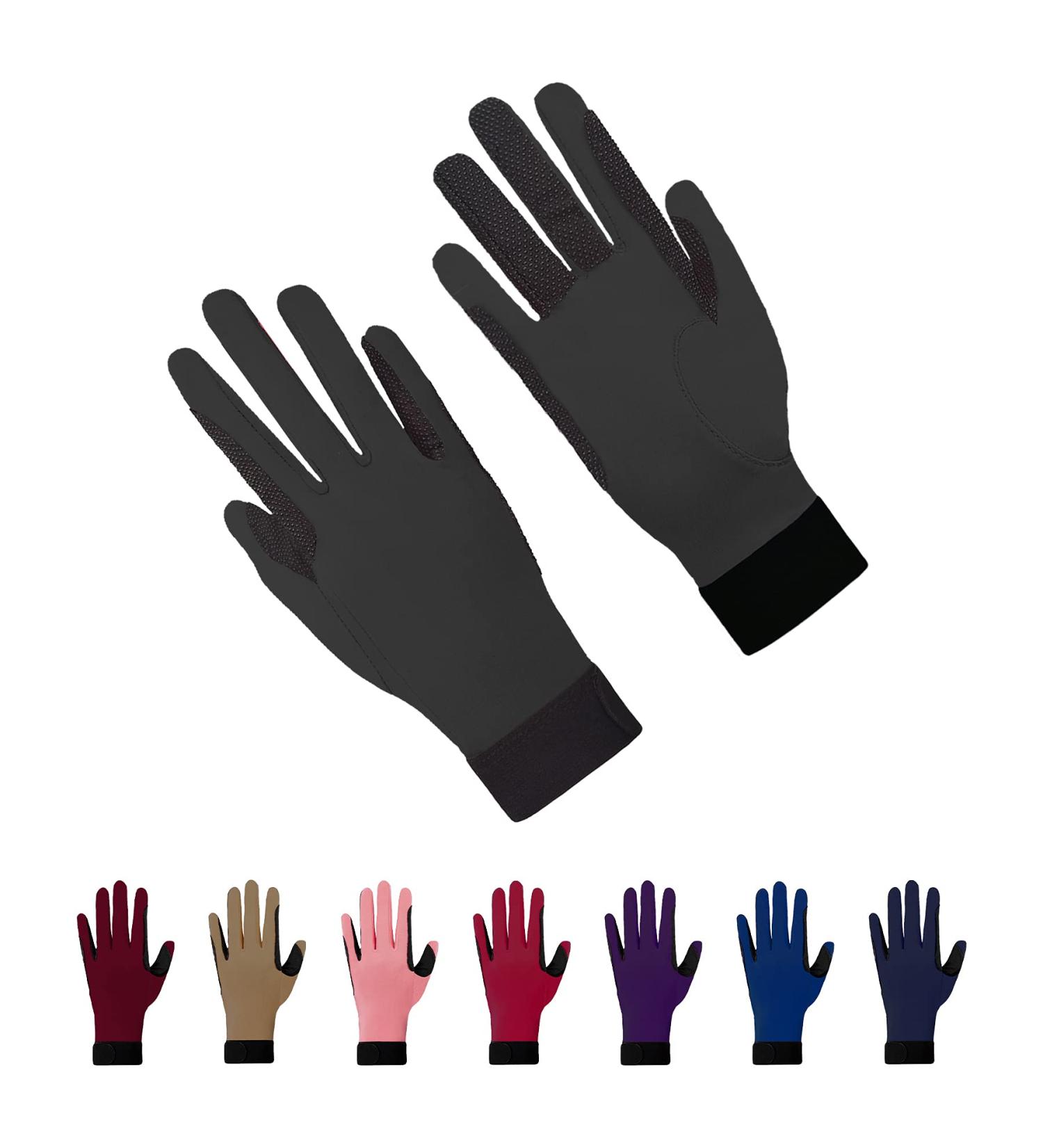Amoy Stretch Horse Riding Gloves for Women - Breathable Black Mittens, Size Medium - Buy Online on SooperMarket.com