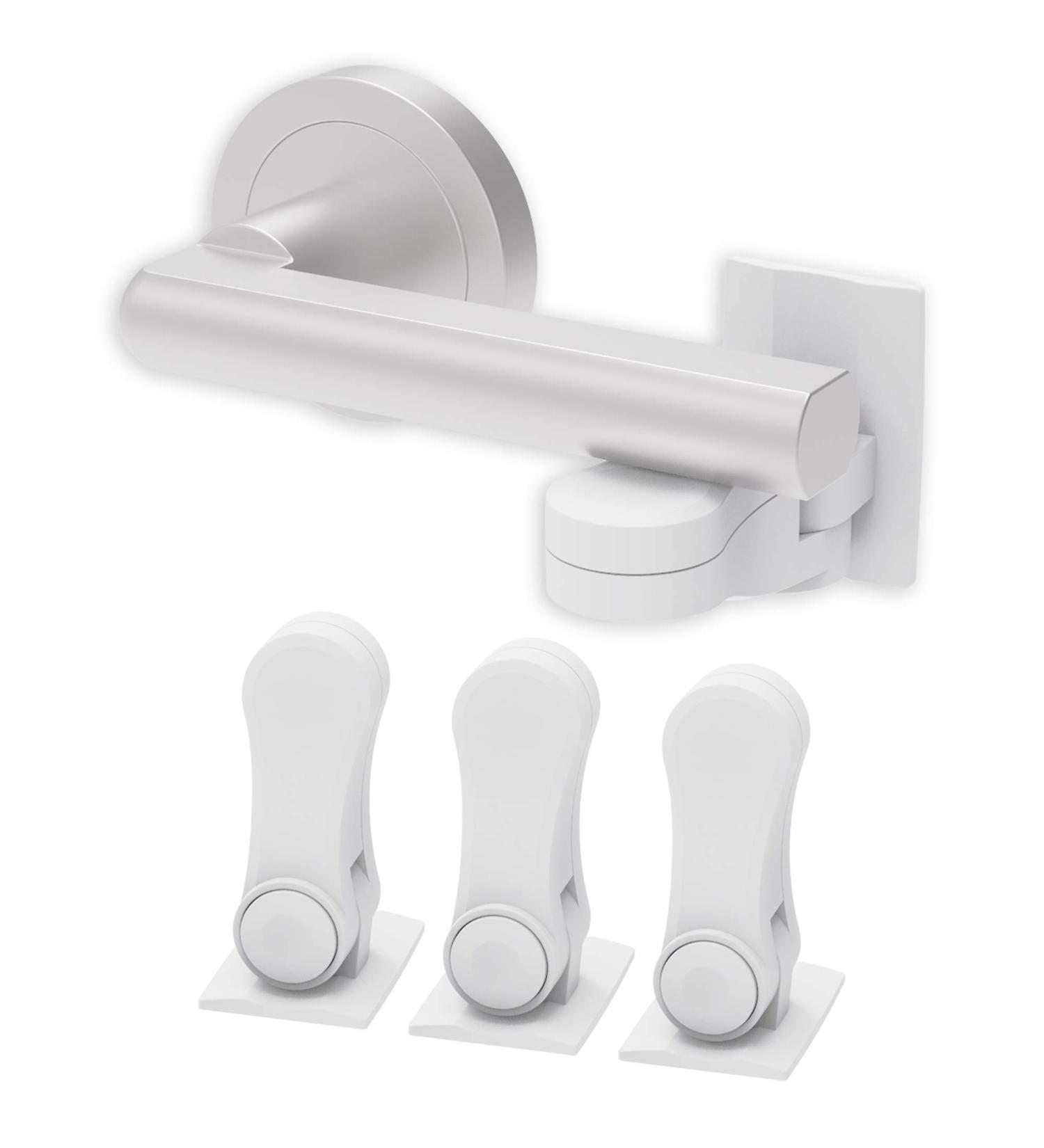 Child Proof Door Lever Lock - Door Handle Lock - 3M Adhesive - Minimalist Design - No Drilling Child Safety Door Handle Locks by Inaya. (3 Pack) - Buy Online on SooperMarket.com