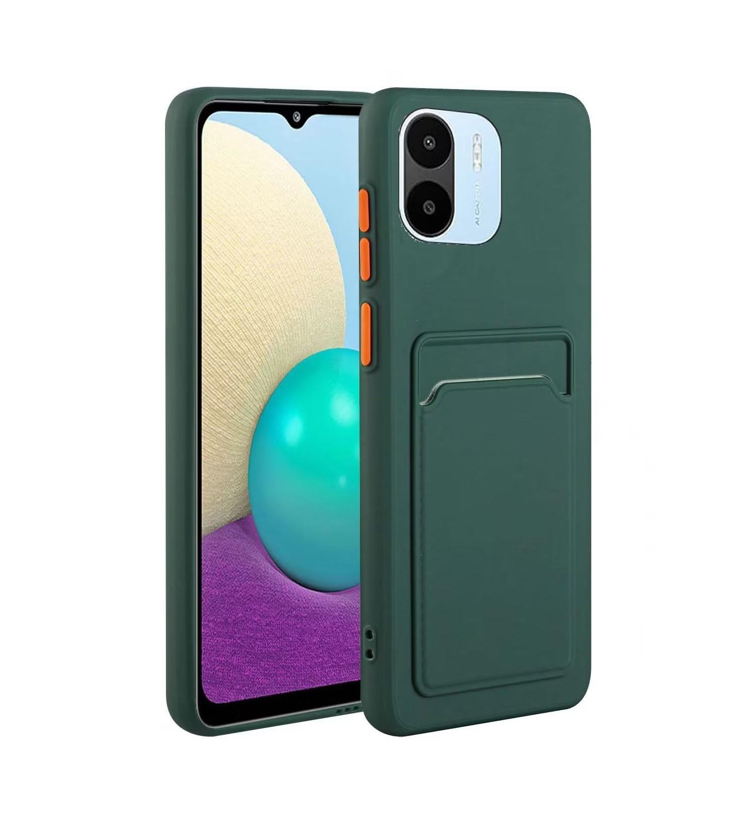 Tivenfezk Nadoli Ultra Thin Silicone Case for Xiaomi Redmi A1 - Shockproof Scratch-Resistant Wallet TPU Cover with Credit Card Holder - Dark Green - Buy Online on SooperMarket.com