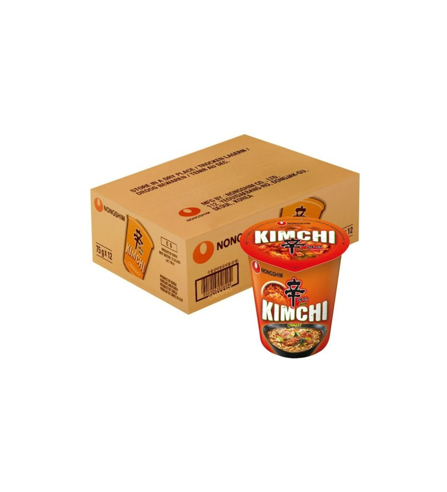 CNMART Nong Shim Kimchi Flavour Instant Noodle Soup Cup 75g (Pack of 12) - Buy Online on SooperMarket.com