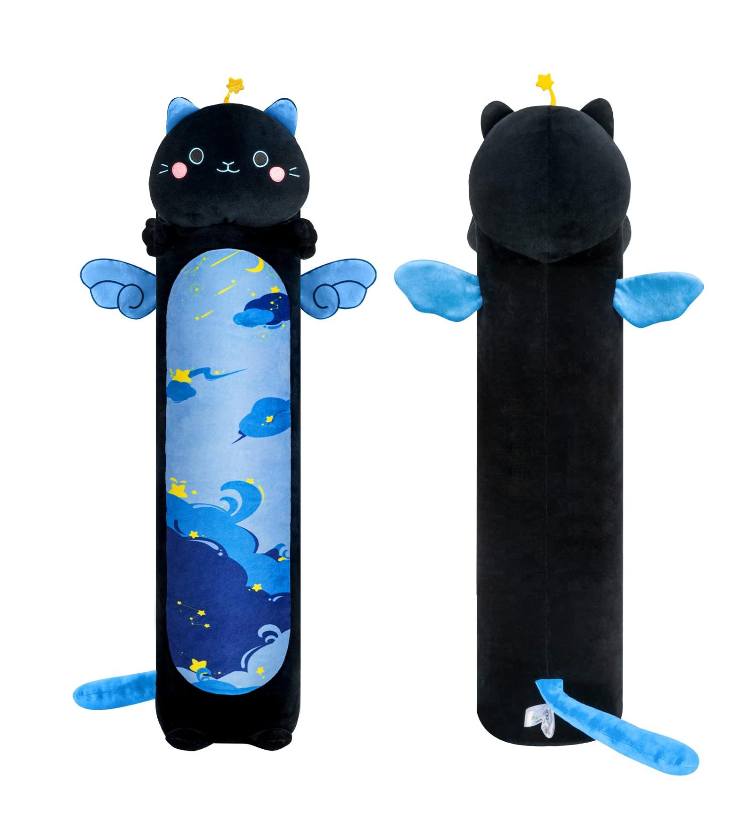 Mewaii 36in Long Cat Plush Pillow - Soft Stuffed Animal Toy for Kids (Black) - Blue Star Cat Design - Buy Online on SooperMarket.com