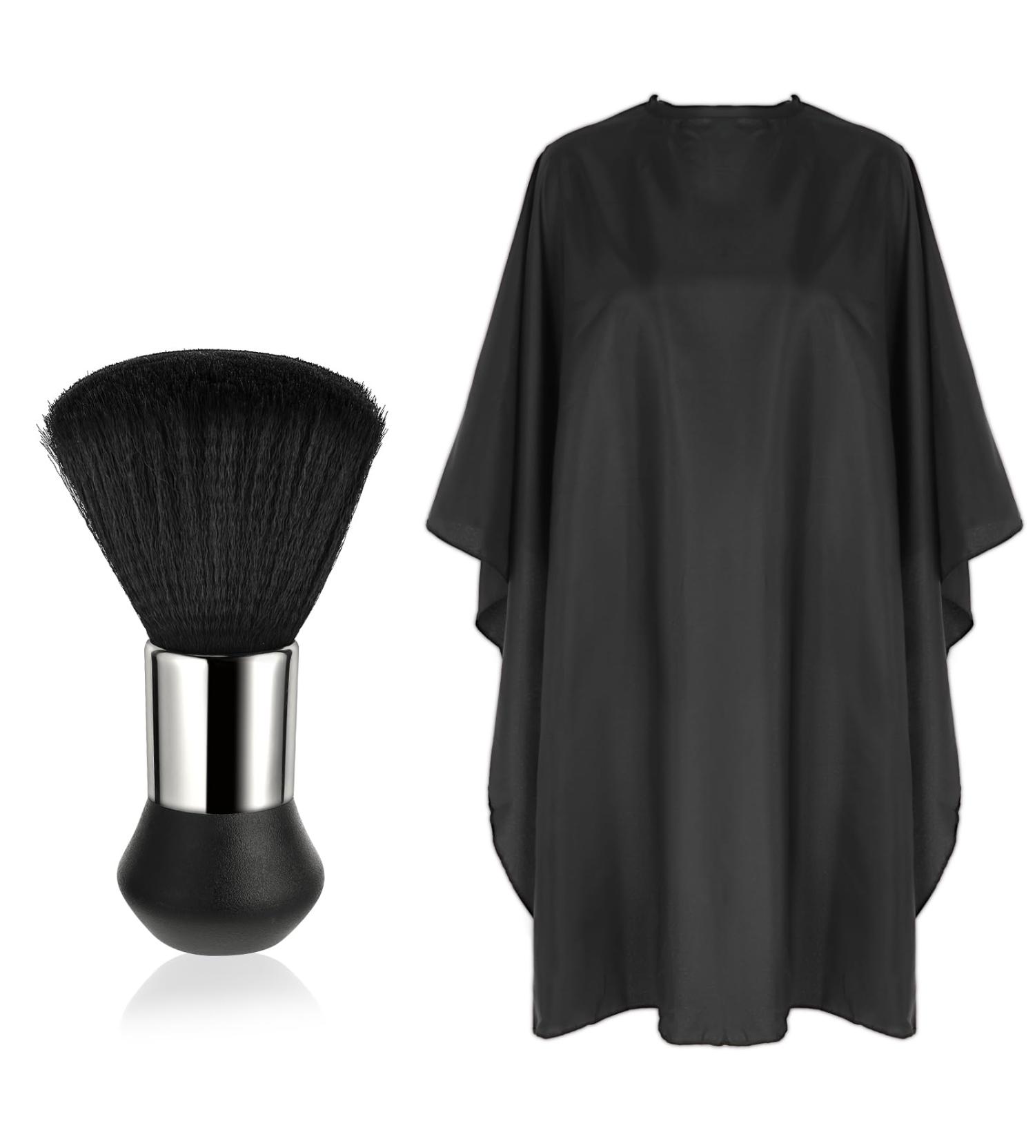 Black Hair Cutting Cape with Neck Duster Brush Professional Barber Cape Hairdressing Gown Waterproof Salon Barber Gown with Adjustable Barbers Cape for Hair Styling Cutting Coloring Styling - Buy Online on SooperMarket.com