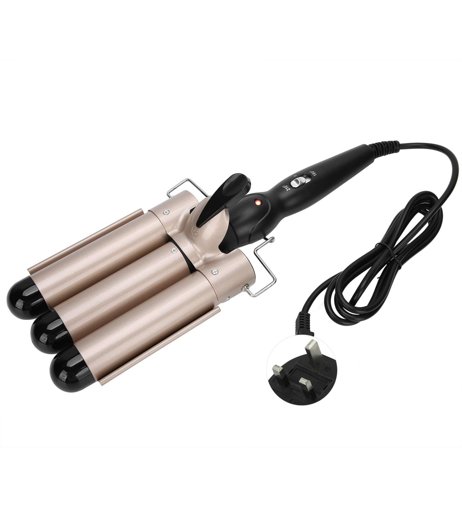 KUIKUI Three Barrel Curling Iron Wand for Effortless S-Shaped Waves - Adjustable Hair Curler Waver Crimper Hair Styling Tool - Buy Online on SooperMarket.com