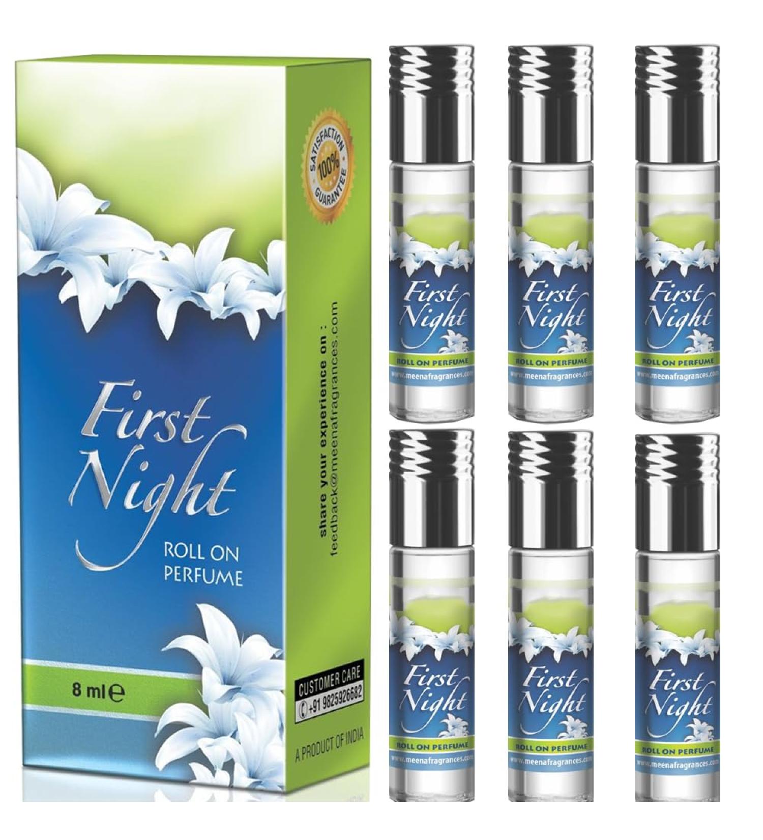 BlueQueen First Night Roll On Perfume for Women & Men Vegan & Safe for Sensitive Skin - Fresh Perfume with Notes of Driftwood Sea Salt & Seaweed - 0.27 Oz Pack of 6 - Buy Online on SooperMarket.com