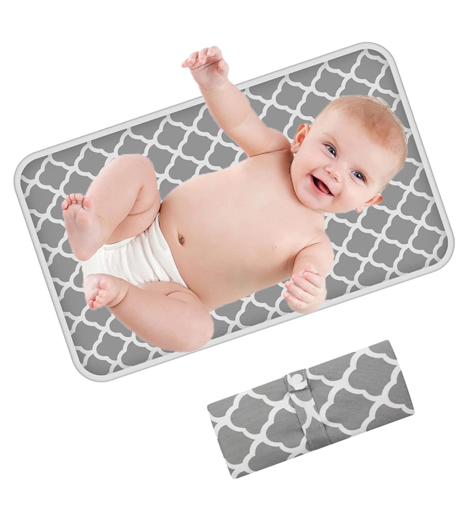 Portable Changing Mat | Baby Foldable Travel Pad 60cm x 35cm | Waterproof Nappy Change Mat for Home & Travel - Grey - Buy Online on SooperMarket.com
