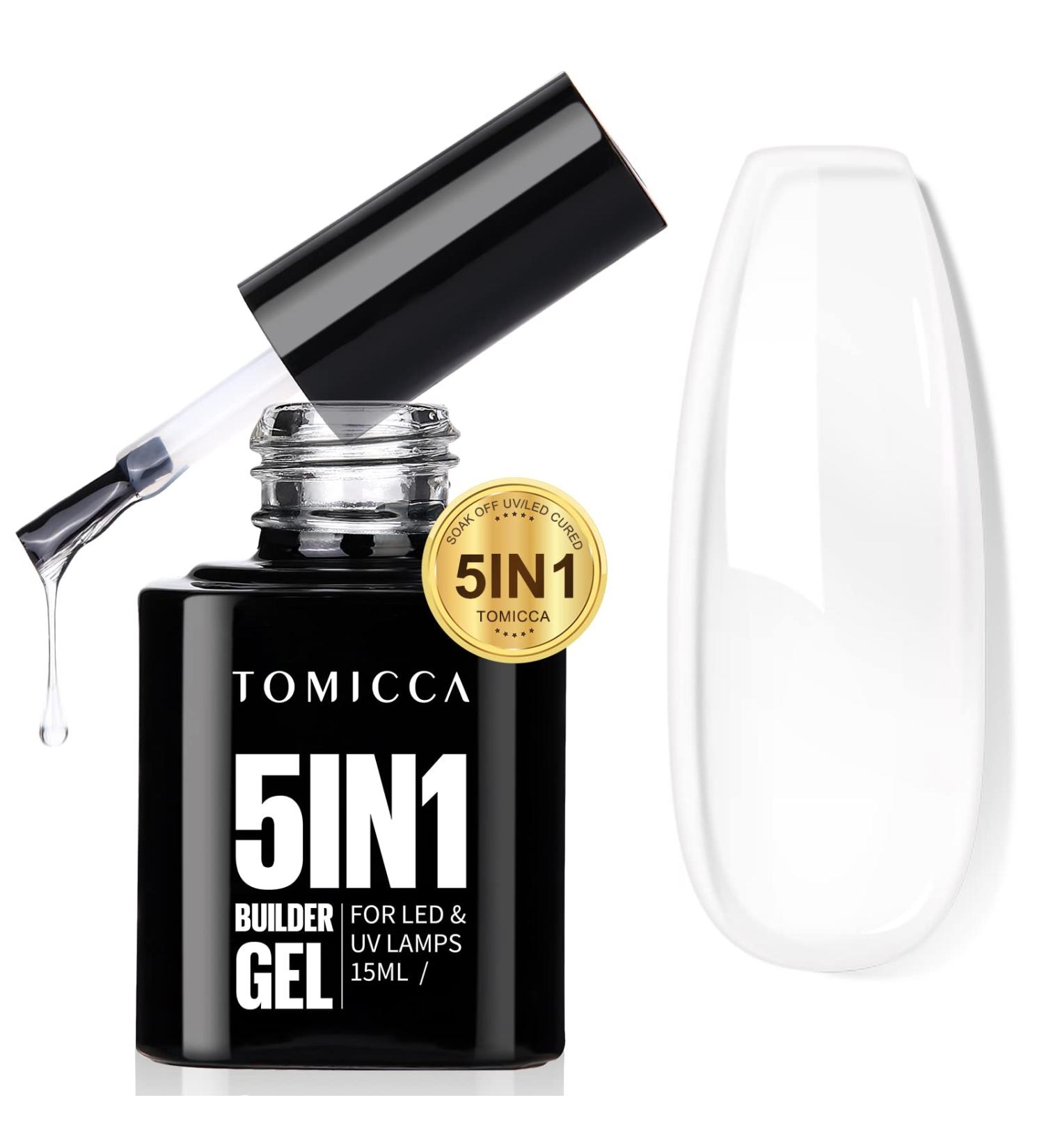 TOMICCA 5 in 1 Builder Nail Gel - Clear 15ML | Strengthening & Repair Gel for Hard Nails Tips & Extensions - Nail Art Decoration - Buy Online on SooperMarket.com