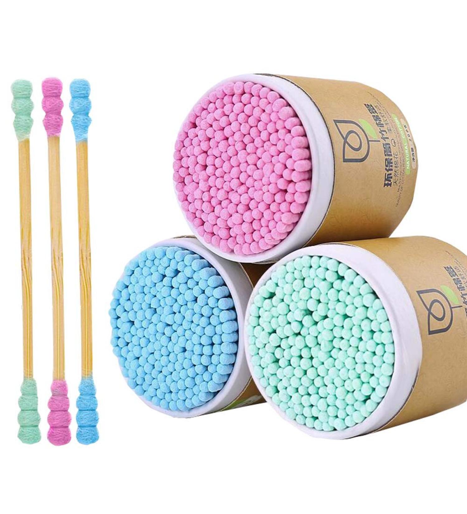 600 Counts Cotton Swabs Natural Double Tipped Organic Cruelty Free Ear Buds D07