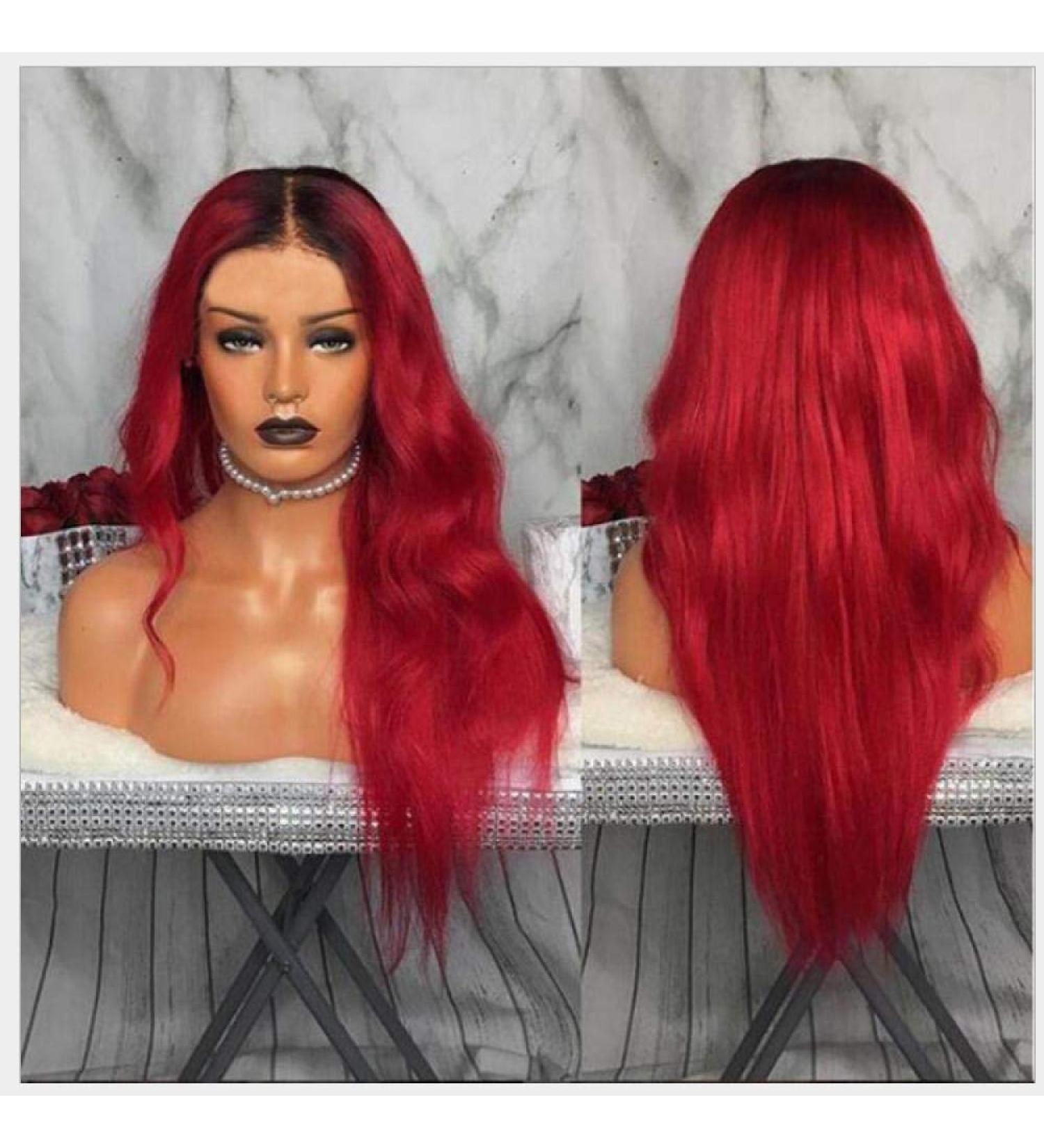 BGHJUE Short Ombre Red Curly Synthetic Wig for Women | Realistic Temperature Fiber Hair - Buy Online on SooperMarket.com