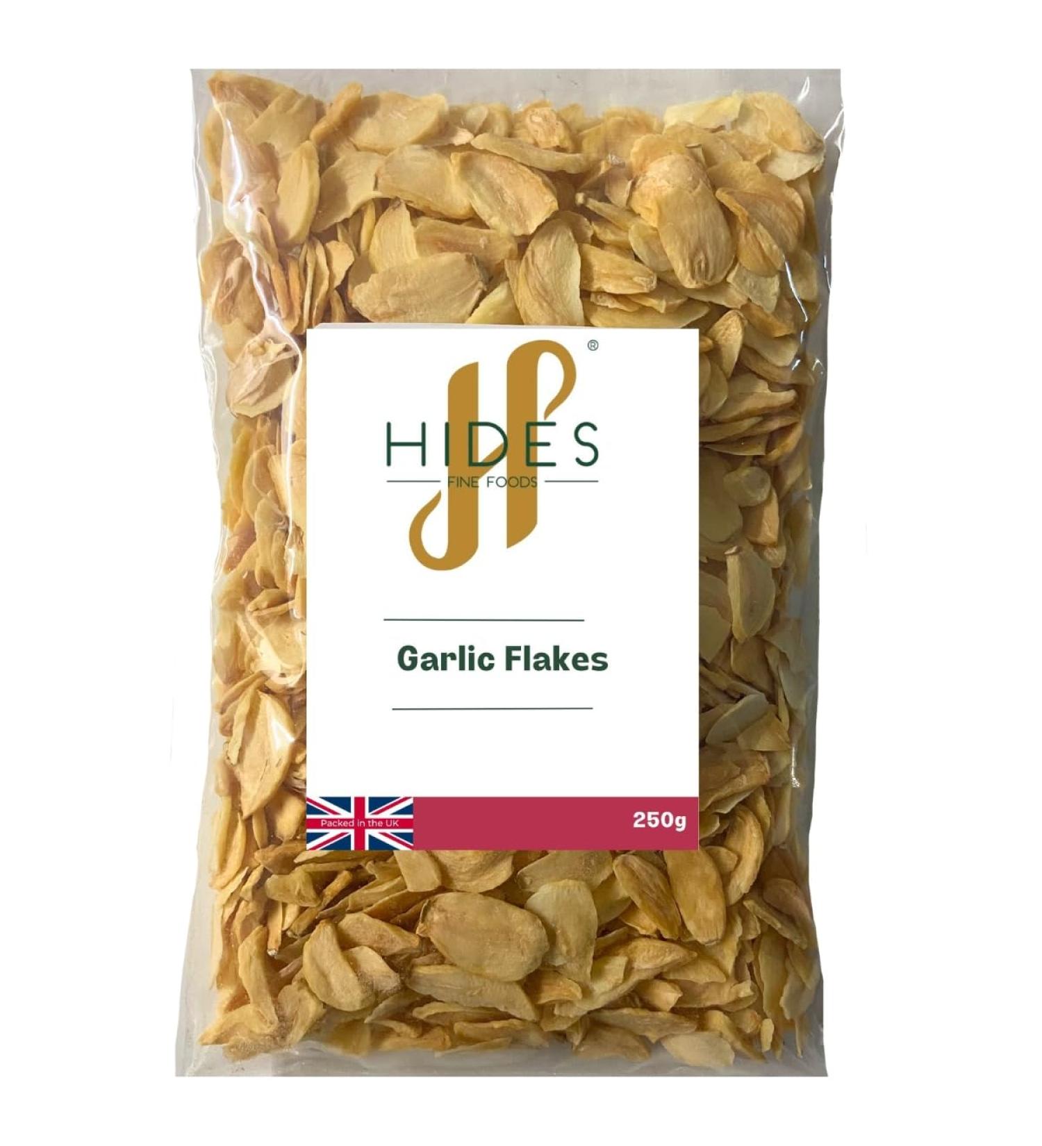Hides Fine Foods - Garlic Flakes 250g - GMO Free - Suitable for Vegetarians - Perfect for rubs - Meat Seasoning - Vegetable Seasoning - Perfect for Summer - Buy Online on SooperMarket.com