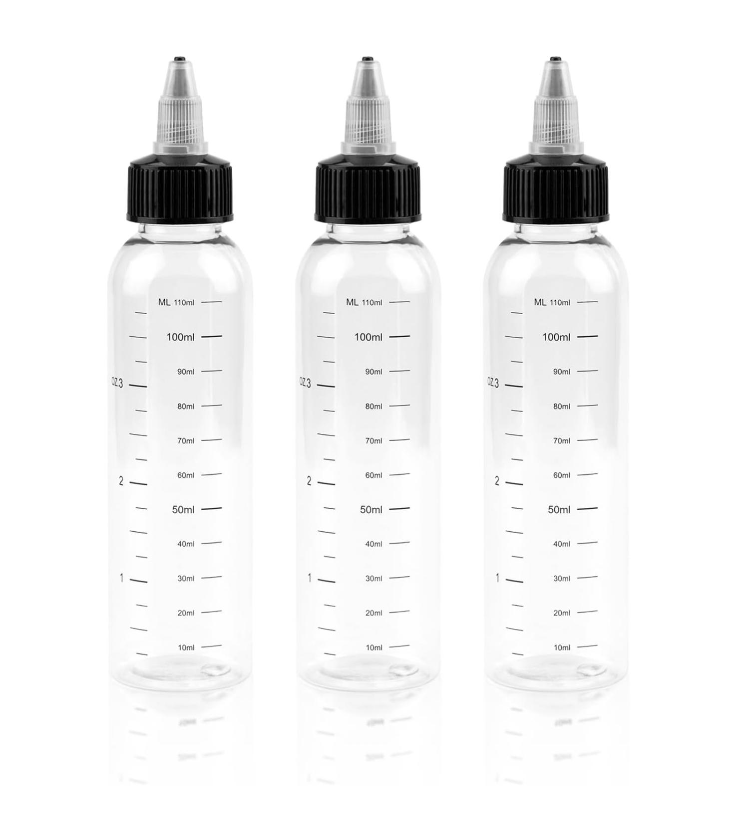 3 PCS Hair Oil Applicator Bottles - 110ml Squeeze Bottle with Scale for Hair Dye - Professional Hairdressing Tool - Buy Online on SooperMarket.com