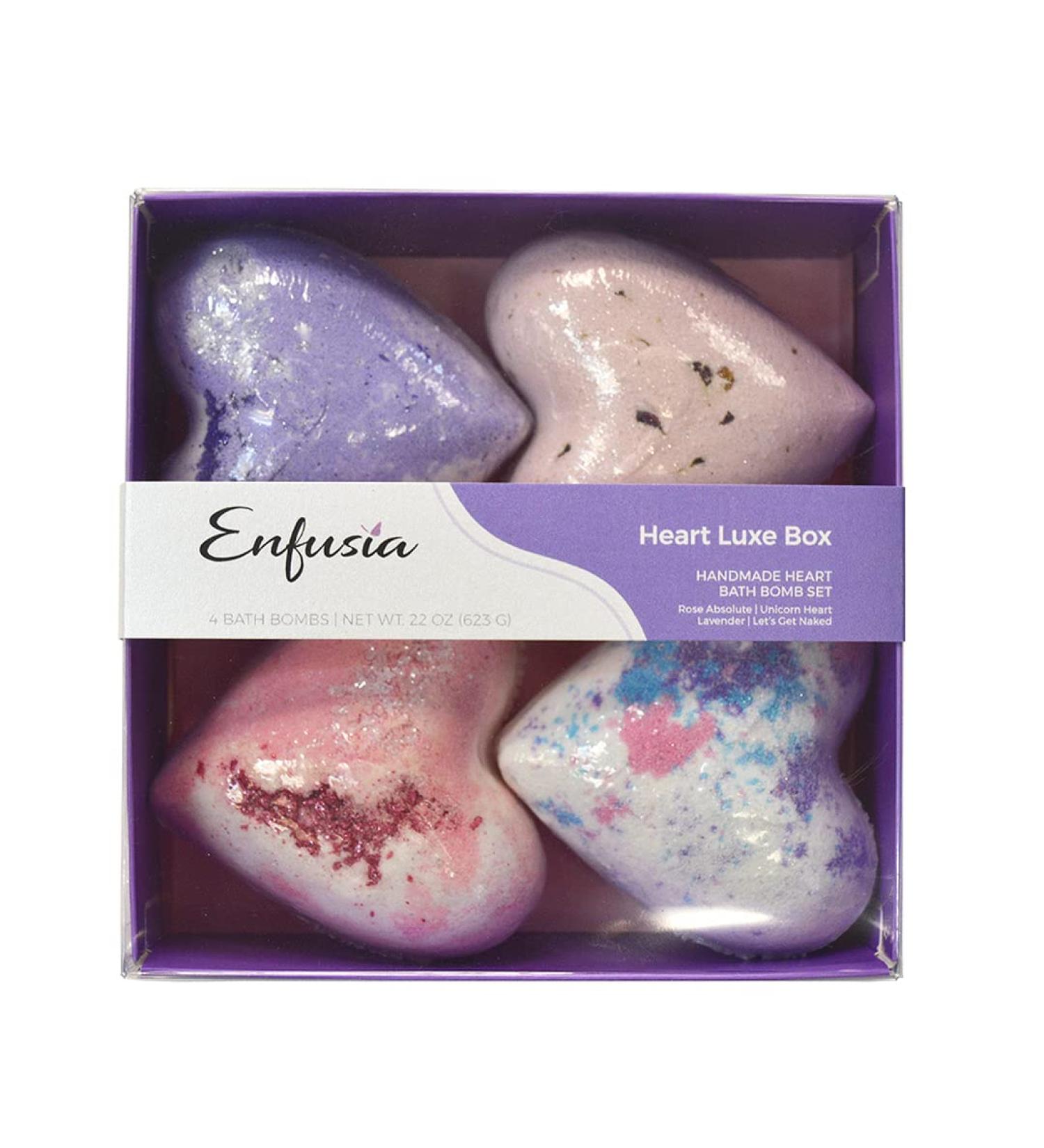 Romantic Heart Bath Bomb Set Gift Box - Lavender, Rose & Unicorn Bath Bombs - Bridesmaid Gift Set of 4 for Women - Buy Online on SooperMarket.com