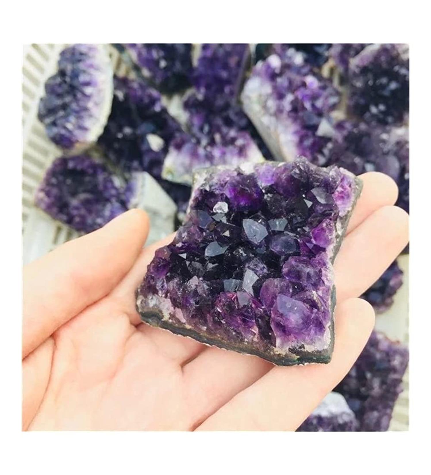 Purple Feng Shui Natural Amethyst Crystal Quartz Drusy Geode Cluster Stone Decoration Ornament Home Collections 1PC 40g-55g - Buy Online on SooperMarket.com