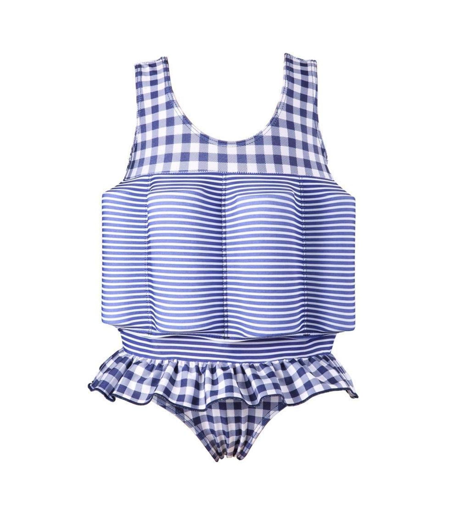 IMEKIS Unisex Kids' One-Piece Swimwear - Adjustable Buoyancy Bathing Suit for 3-4 Years - Blue Grille Swimming Aid - Buy Online on SooperMarket.com