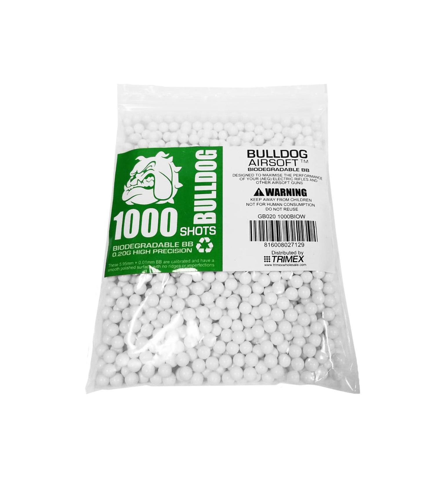 Bulldog Airsoft 0.20g Biodegradable 6mm White Pellets - 1000 Pack | Pro Team Grade - Buy Online on SooperMarket.com