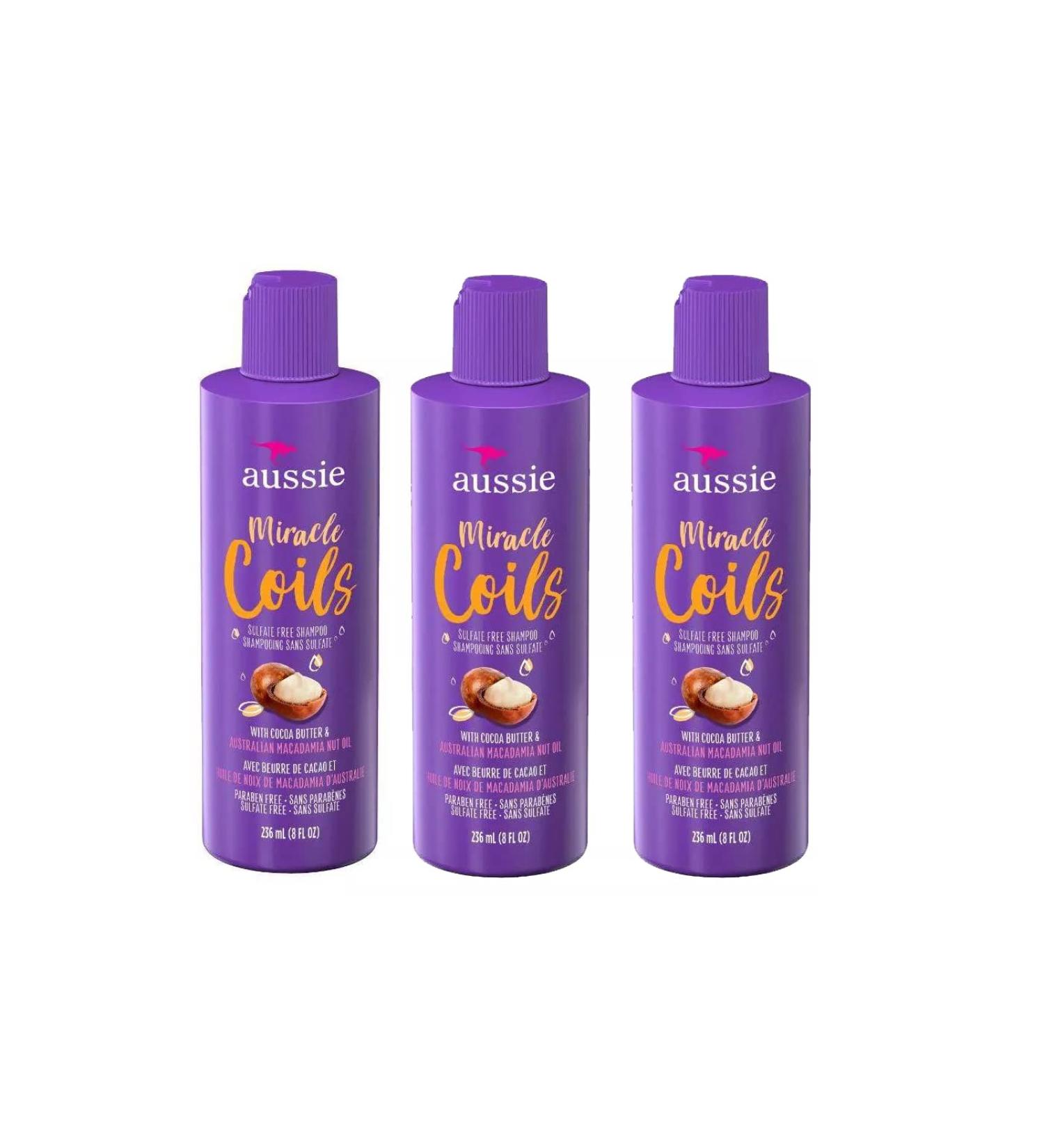 Aussie Coils Sulfate Free Shampoo - 8 fl oz (3 Pack) | Gentle Cleansing for Curly Hair - Buy Online on SooperMarket.com