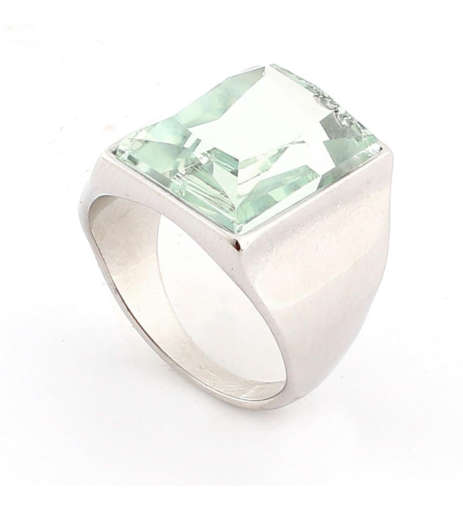 Ruilogod Ladies Women US 8 3/4 Faux Crystal Decor Rectangle Design Finger Ring
