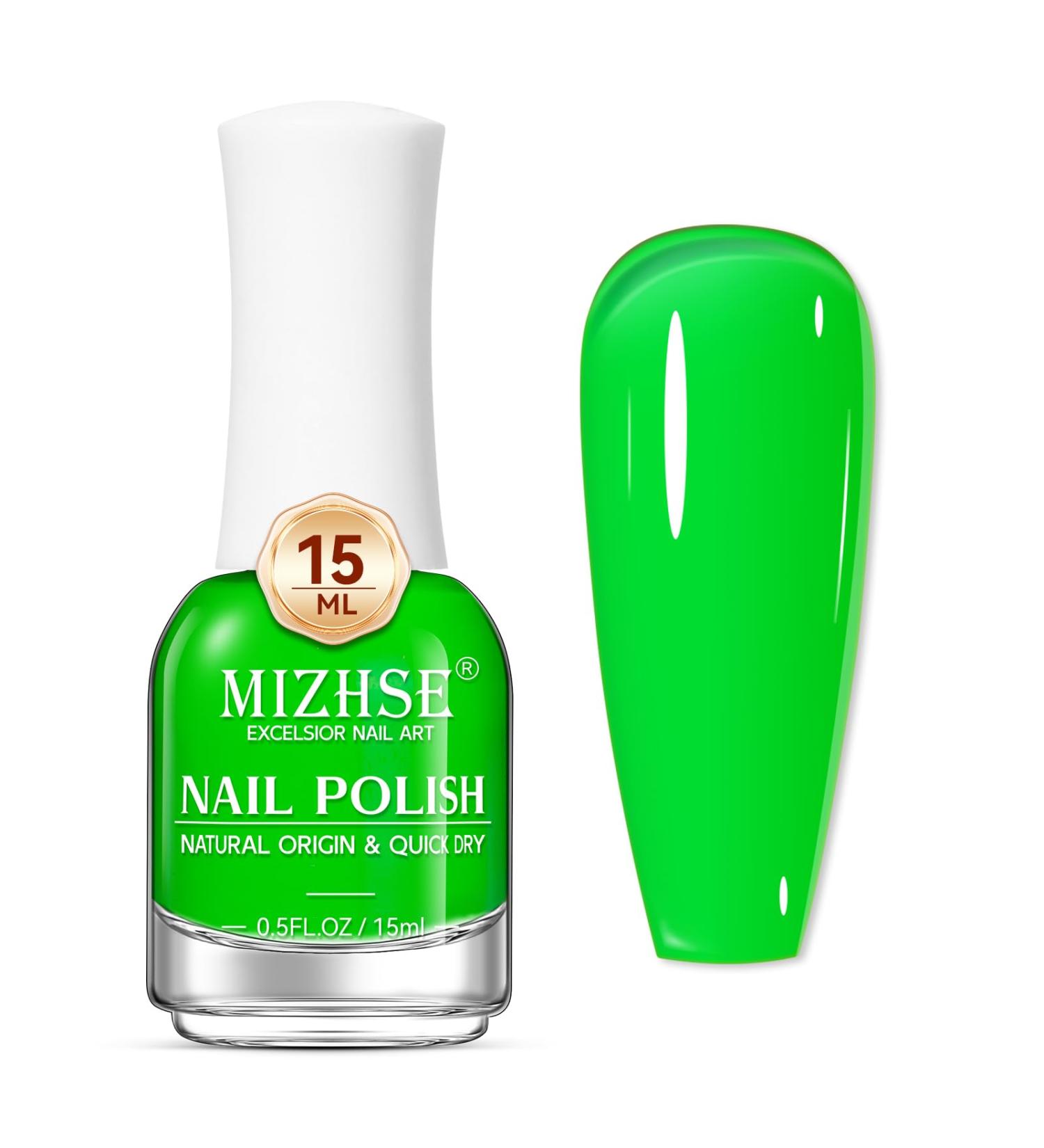 MIZHSE Quick Dry Neon Green Nail Polish - Water-Based 15ml High Gloss Manicure Lacquer for DIY Nail Art & Salon Use - Ideal Gift - Buy Online on SooperMarket.com