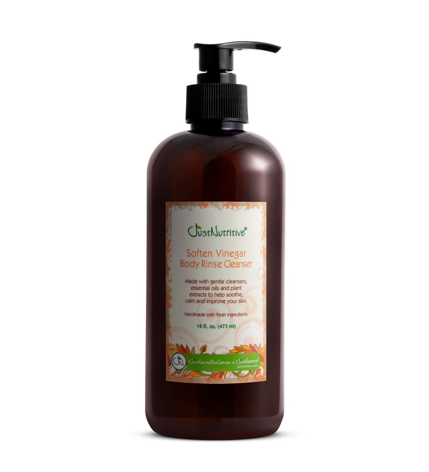 Just Nutritive Psoriasis Soften Vinegar Body Rinse Cleanser | Gently Cleanse and Hydrate | Relieved Skin | Natural Ingredients | Revitalizing Body Soap 16 fl oz