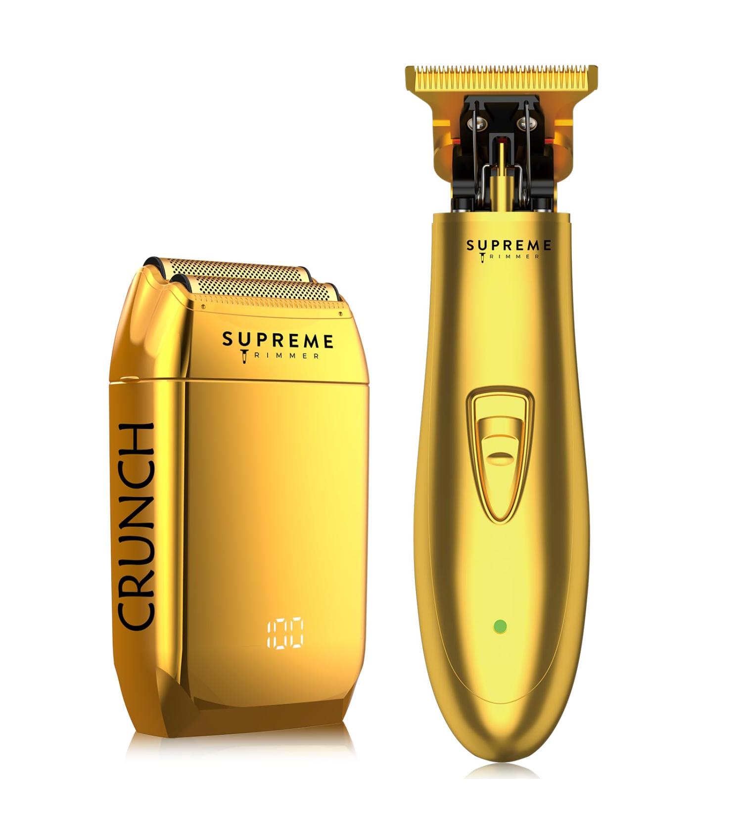 Supreme Trimmer 2-in-1 T-Shaper & Crunch Foil Shaver | STF602 Electric Razor & ST5200 Beard Trimmer | Gold Shaver Combo for Professional Haircuts - Buy Online on SooperMarket.com