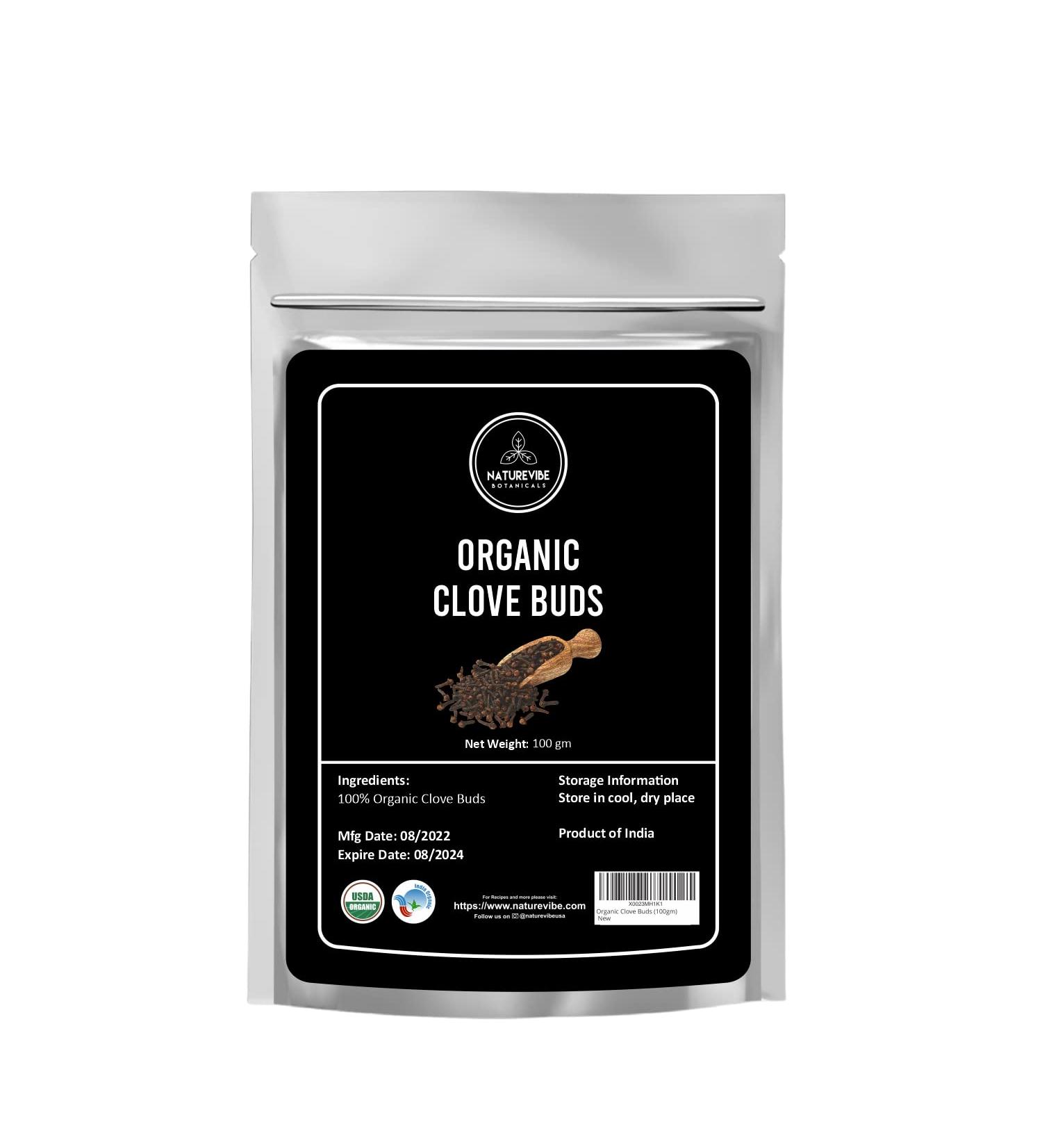 Naturevibe Botanicals Organic Clove Buds 3.53oz - Non-GMO, Gluten Free Indian Spice (100gm) - Buy Online on SooperMarket.com