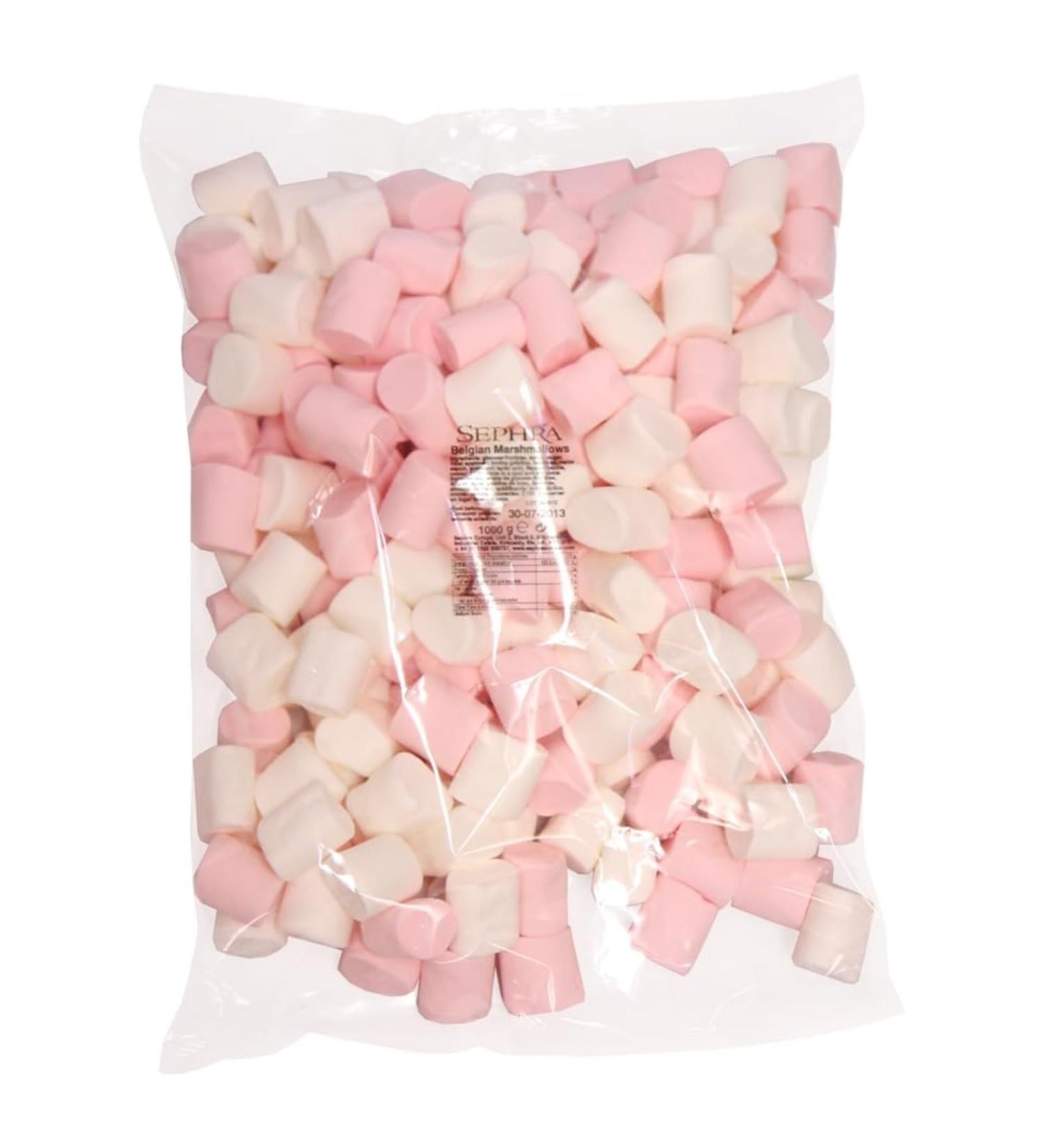 Sephra Large Marshmallows 1kg Bulk Bag - Gluten Free Chunky Barbeque Style Halal Mallows for Hot Chocolate - Perfect for Toasting, Dipping & Topping - Pink & White 35 x 25mm - Buy Online on SooperMarket.com