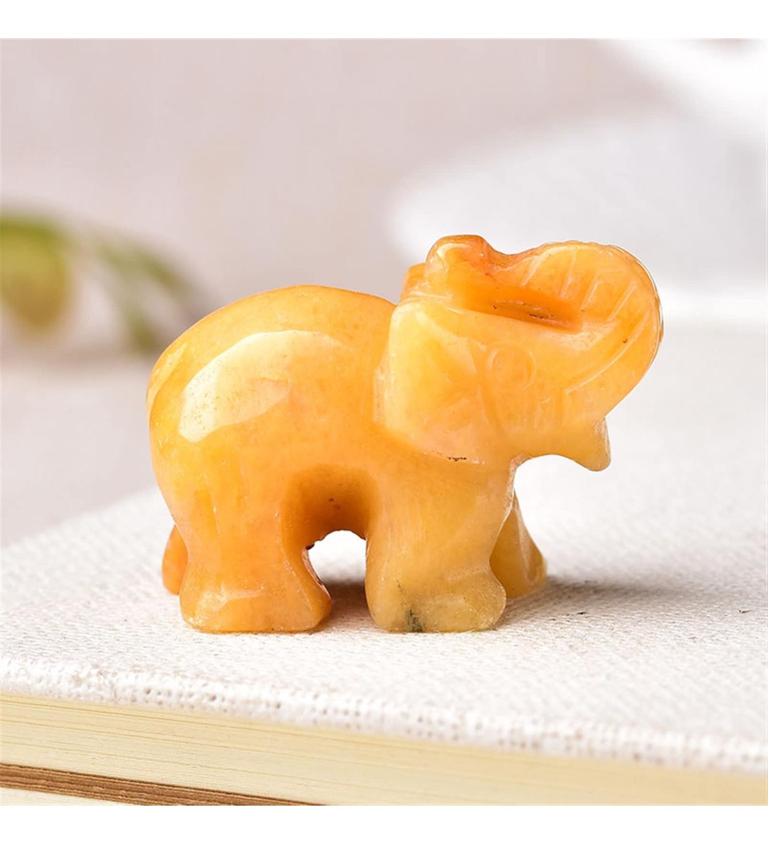 Handmade Carved Tangling Jade Elephant Gemstone Natural Crystal Figurine Good Luck Ornaments FZUGEDRLI (Color : Topaz) - Buy Online on SooperMarket.com