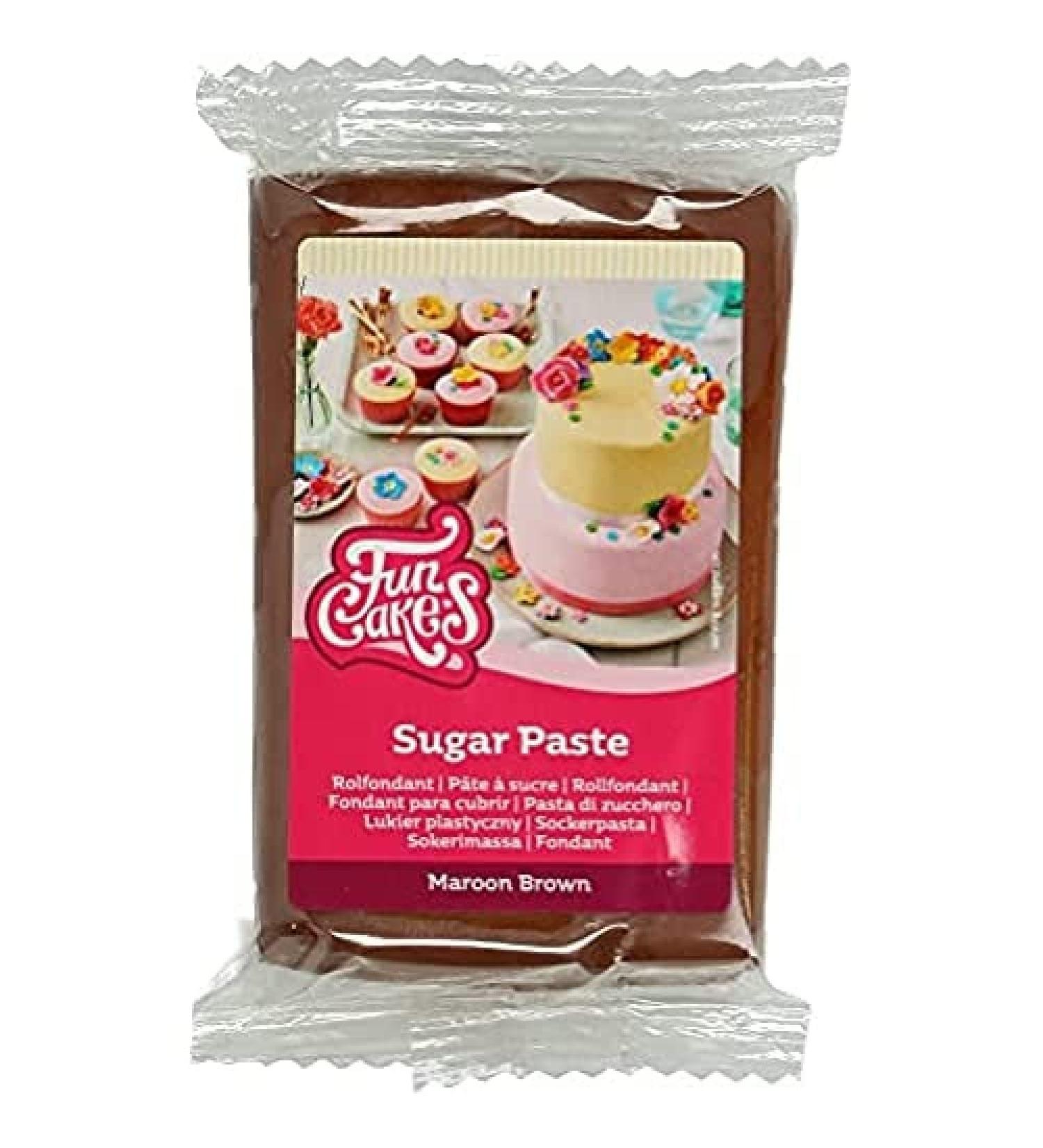 Funcakes Rollfondant Maroon Brown: easy to use smooth flexible soft and flexible perfect for decorating cakes halal kosher and gluten -free 250 g