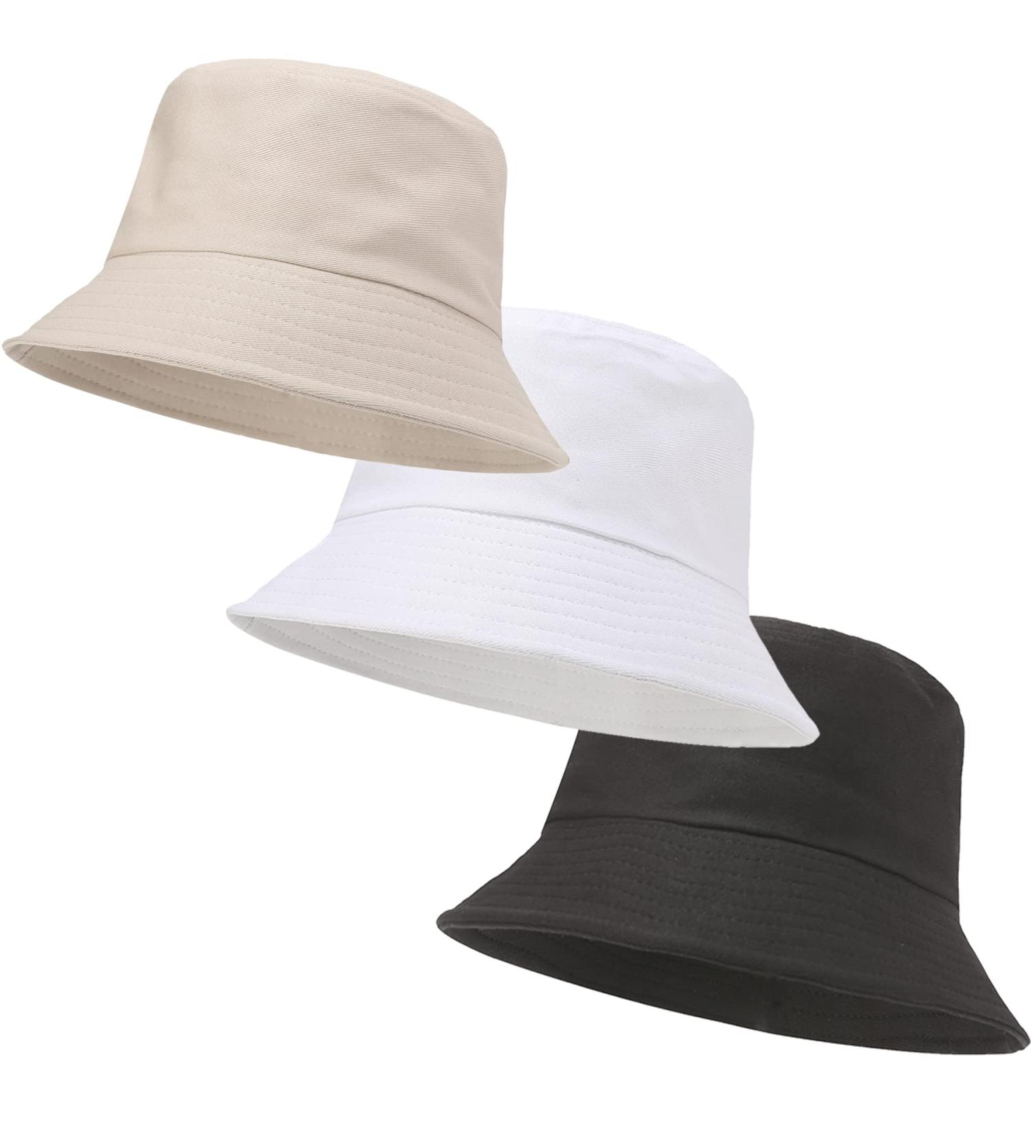 Unisex Athletic Bucket Hat Set | UV Protection | Packable Summer Hats | 3 Pack (Black/White/Beige) - Buy Online on SooperMarket.com
