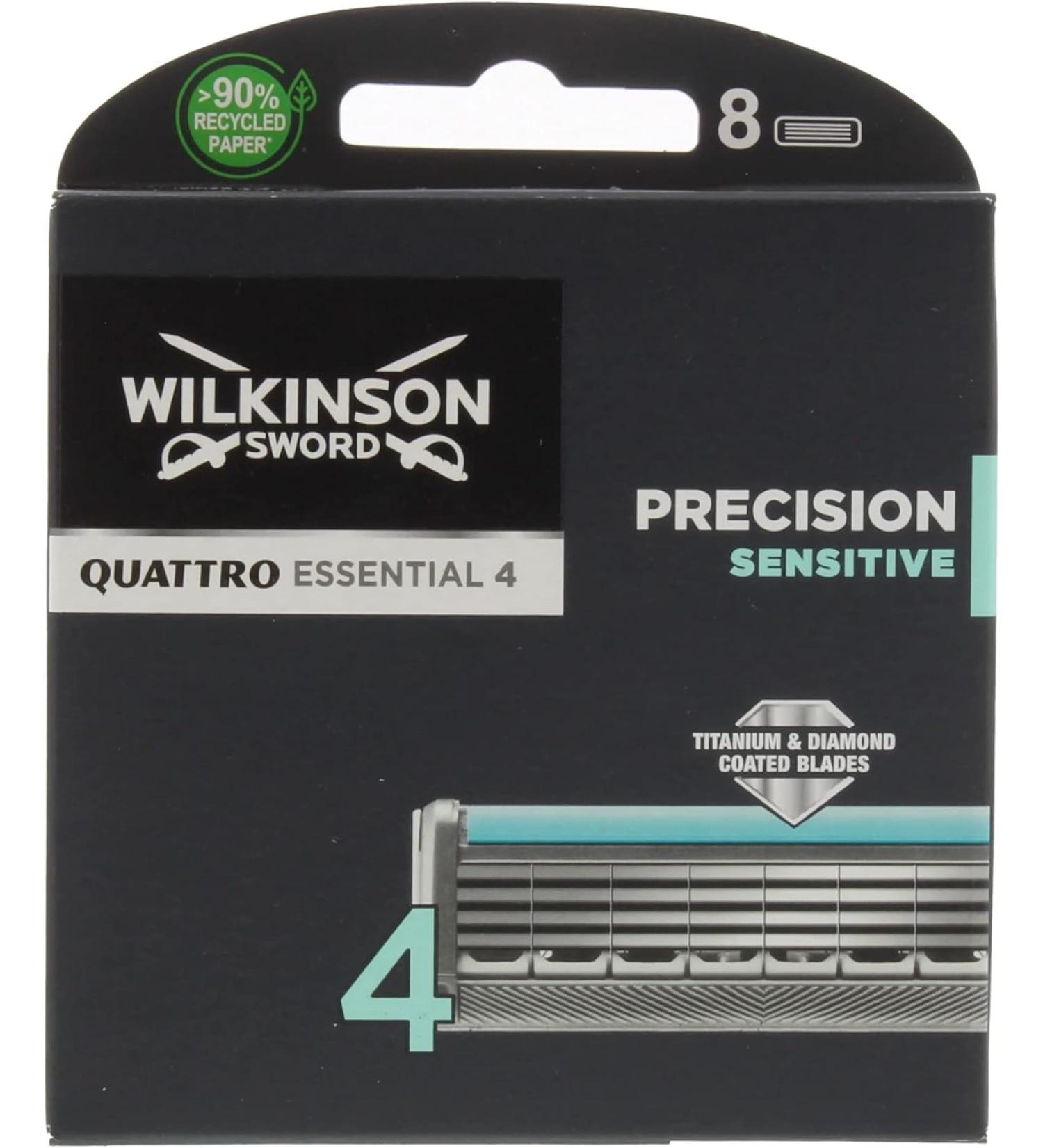 Wilkinson Sword Quattro Titanium Sensitive Refill Razor Blades - 8 Count | International Shipping Available - Buy Online on SooperMarket.com