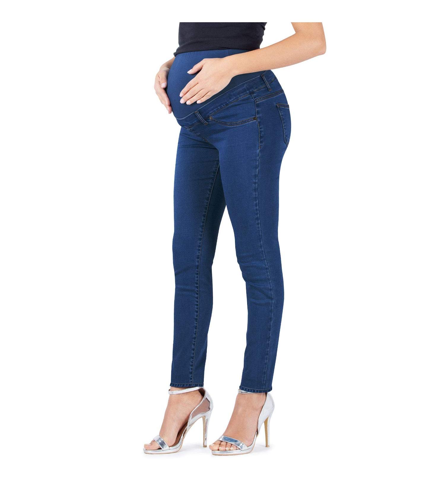Milano Maternity Jeans - Ultra Stretch Buttery Soft Denim, High Waisted Over The Bump Band, Comfortable Slim Fit for Pregnant Women - Size 10 Medium Wash - Buy Online on SooperMarket.com