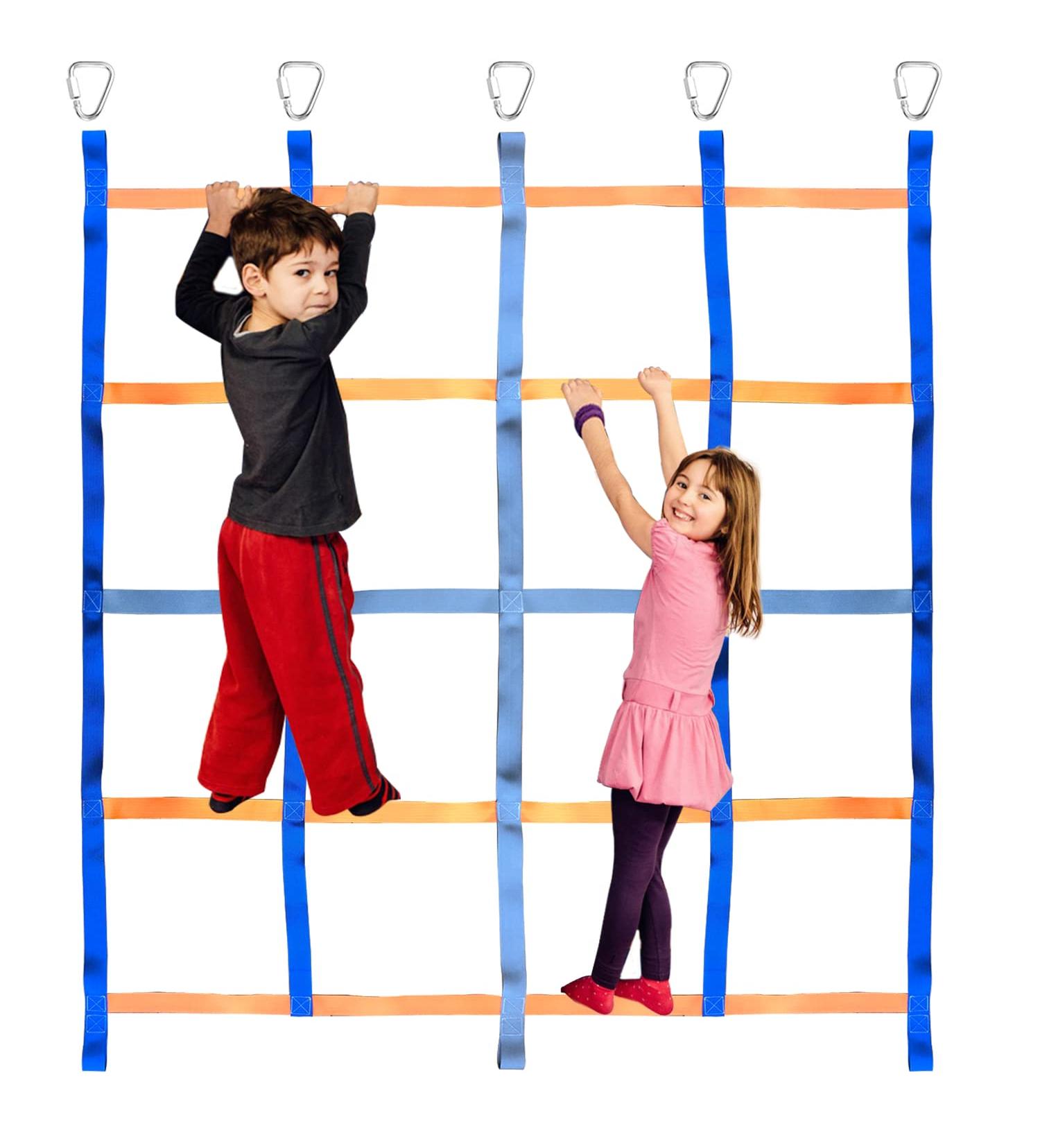 Galagee Climbing Cargo Net for Kids - Indoor/Outdoor Ninja Net Swingset Rope Ladder (96x48) with Carabiners and Bag - Buy Online on SooperMarket.com