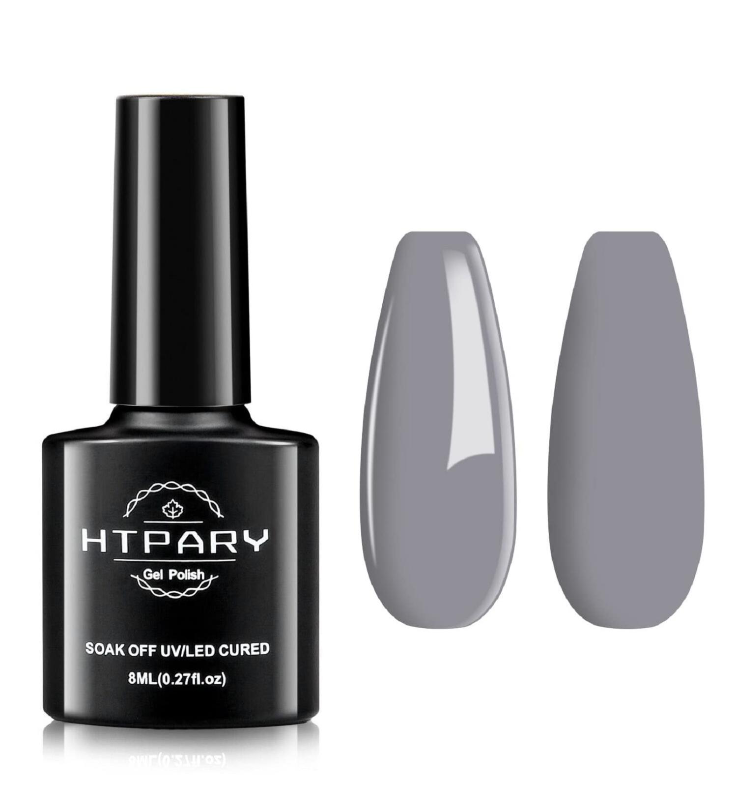 HTPARY Bright Grey Gel Nail Polish | Long Lasting, Soak Off, UV/LED Cure | Nail Art Manicure Salon Quality | Perfect DIY Gift for Girls & Women - Dark Grey - Buy Online on SooperMarket.com