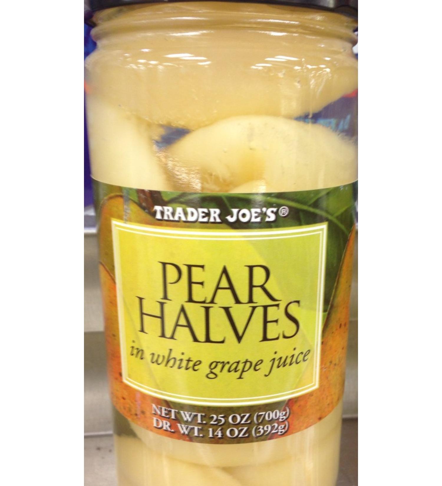 Trader Joes Pear Halves in White Grape Juice