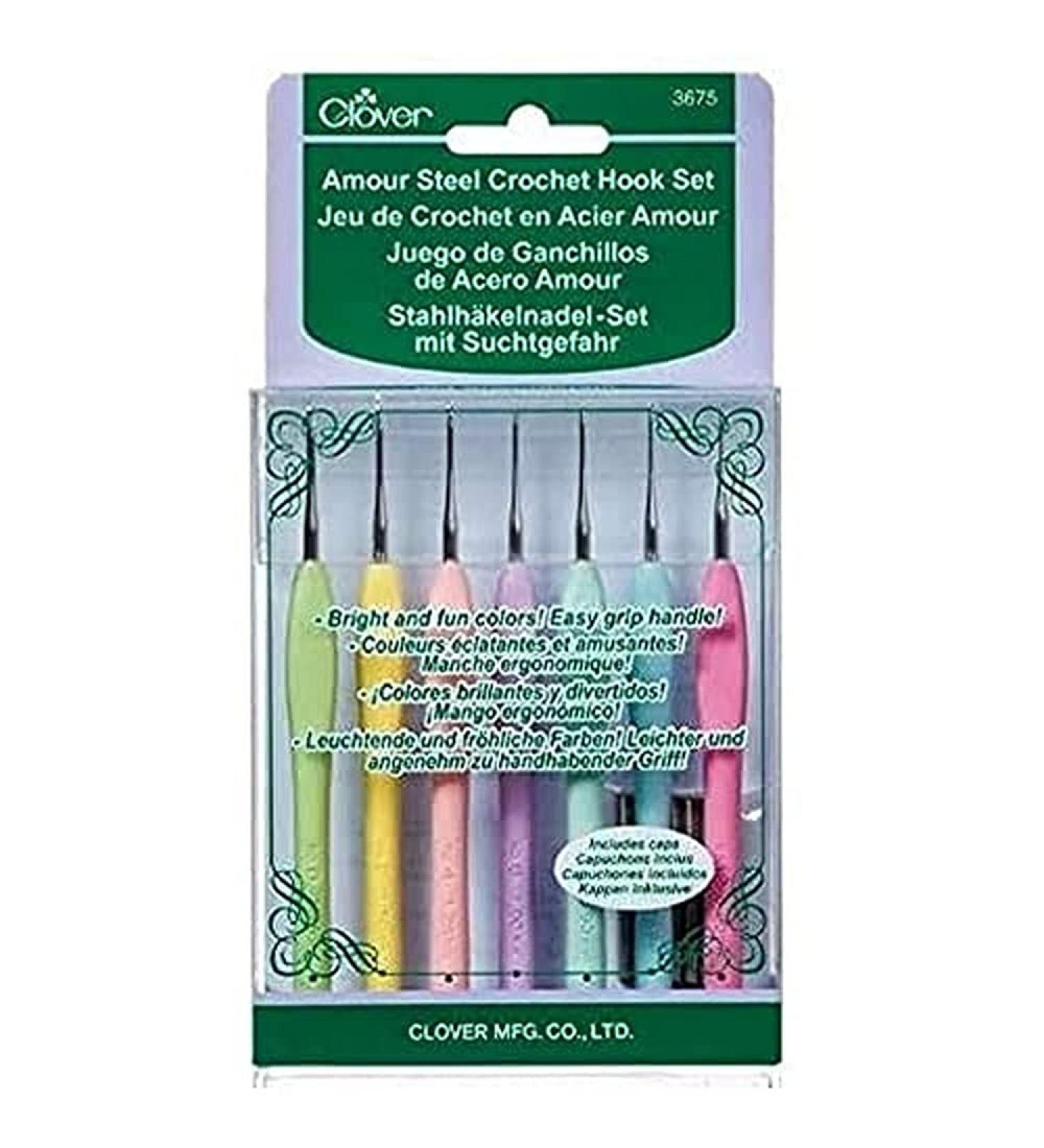 Clover Amour Steel Crochet Hook Set - High-Quality Hooks for Precision Crocheting - Buy Online on SooperMarket.com