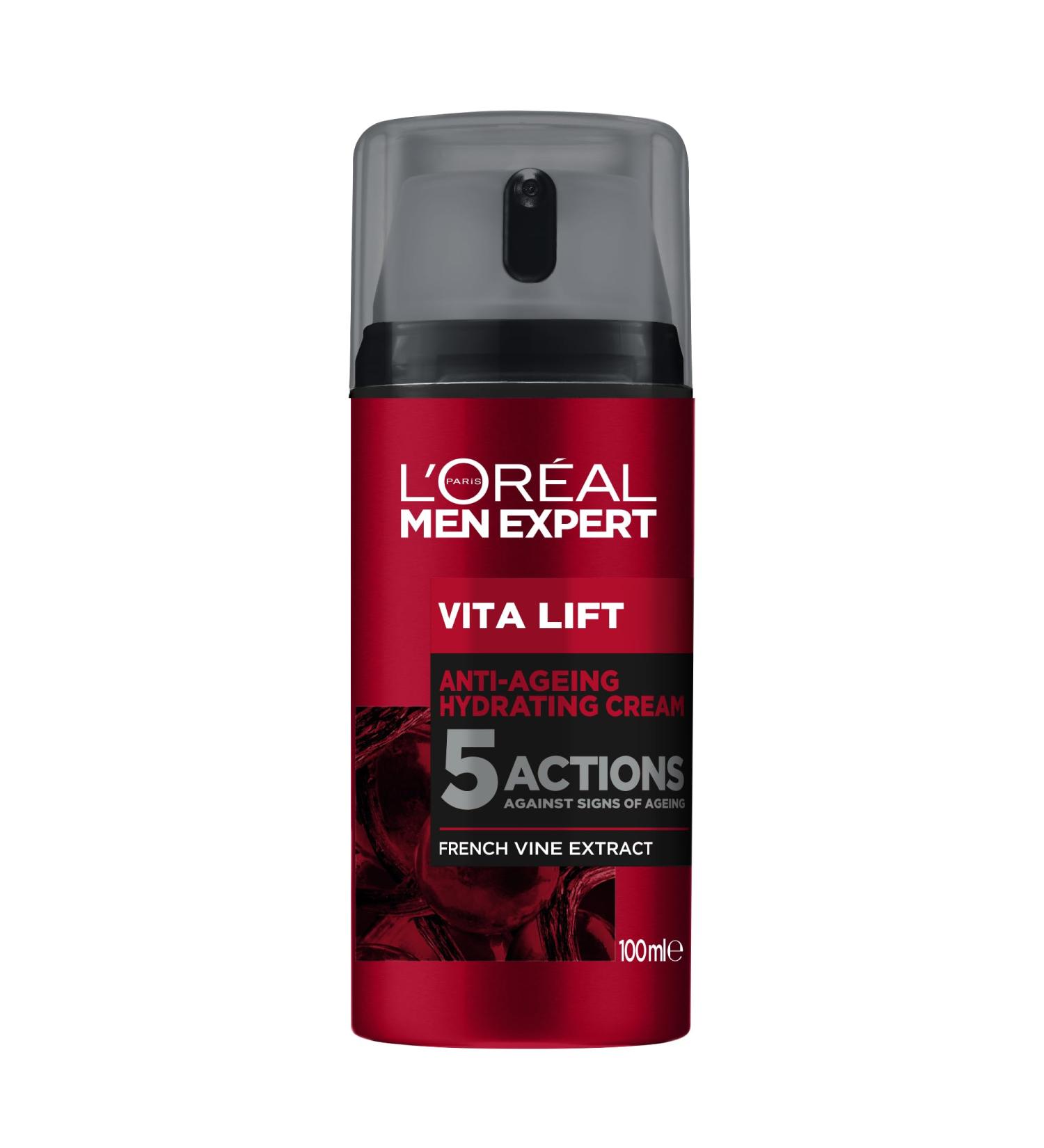 L'Or al Men Expert Vita Lift 5 Anti-Ageing Moisturiser with Pro-Retinol & Peppermint 100ml - Pack of 1 - Buy Online on SooperMarket.com