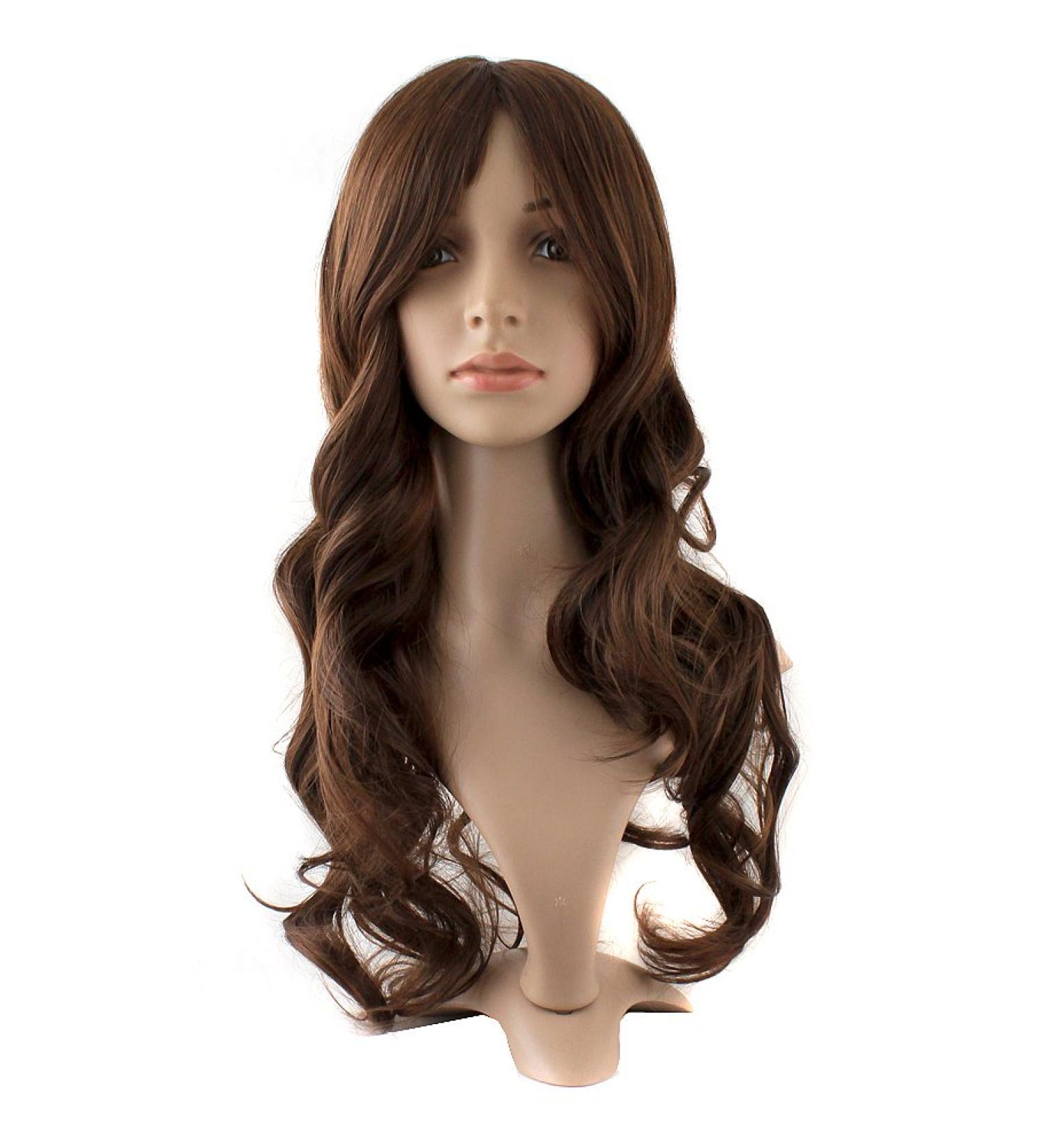 MapofBeauty Long Wavy Hair Wig in Brown - Women's Party Full Wig | Synthetic Fiber - Buy Online on SooperMarket.com