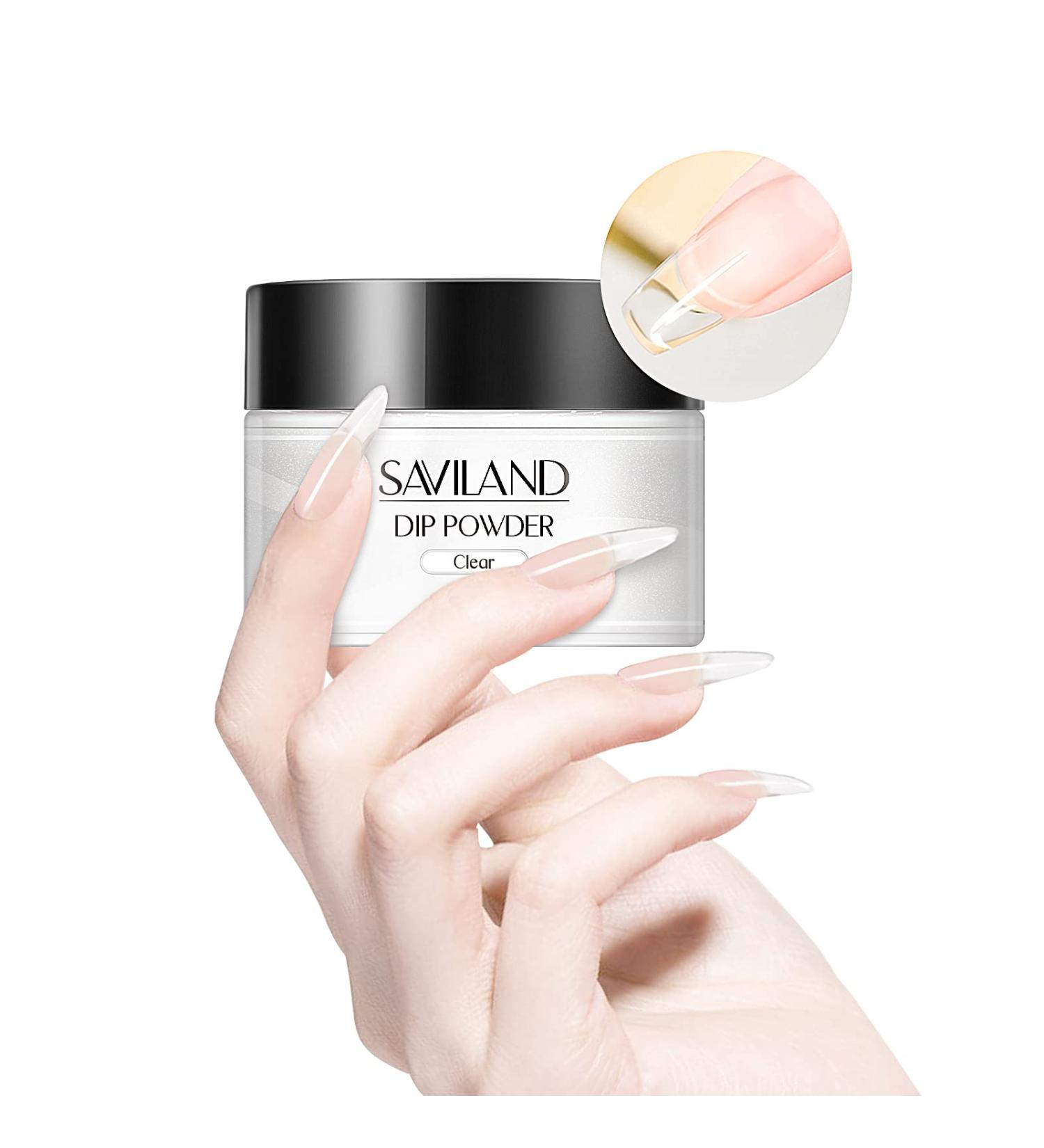 Saviland 1.06Oz Clear Dip Powder for French Nail Art - No Lamp Needed | Manicure Kit for Salon or DIY - Buy Online on SooperMarket.com