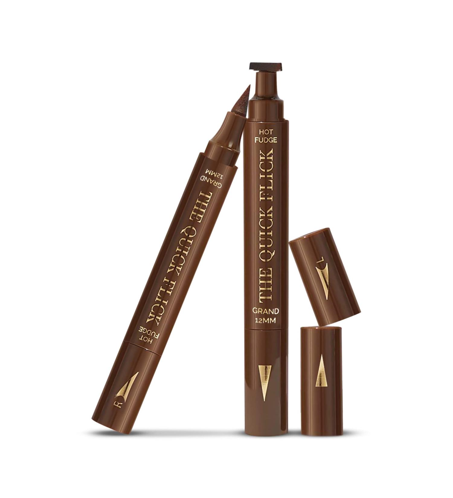 The Quick Flick Grand 12mm Hot Fudge Winged Eyeliner Stamp - 2 Count Pack - Water-Proof & Smudge-Proof Felt-Tip Liquid Eyeliner Pen - Buy Online on SooperMarket.com