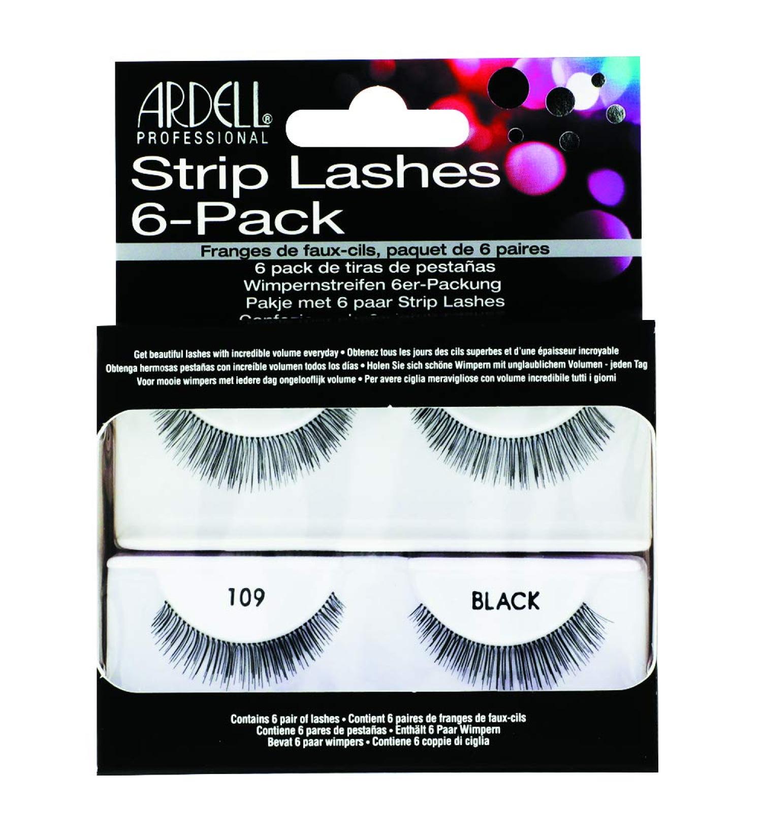Ardell Natural 109 Black False Eyelashes Strip Lashes - 6 Pairs Pack | Authentic Ardell Lashes - Long Lasting Glamour | Buy Now! - Buy Online on SooperMarket.com