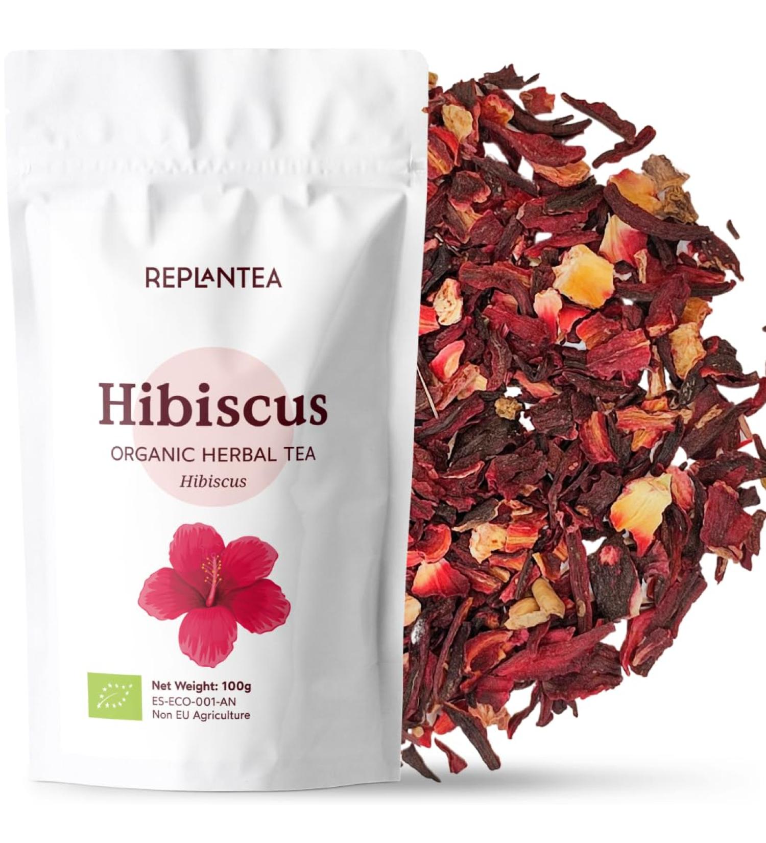 Hibiscus Tea Organic 200g +100 Cups | Hibiscus Flower for Teas Ice Teas or Karkade | REPLANTEA - Buy Online on SooperMarket.com