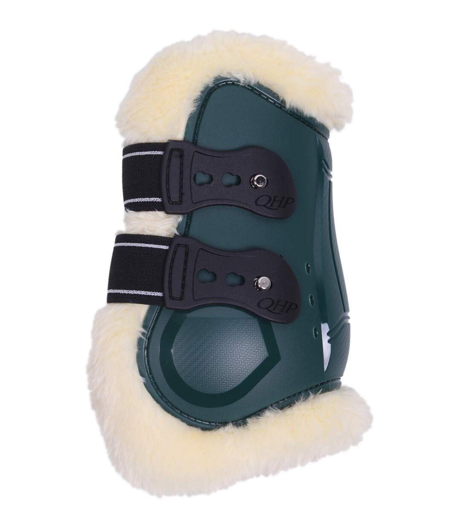 QHP fetlock boots Ontario with faux fur lining and quick fasteners (pony dark green) Pony dark green